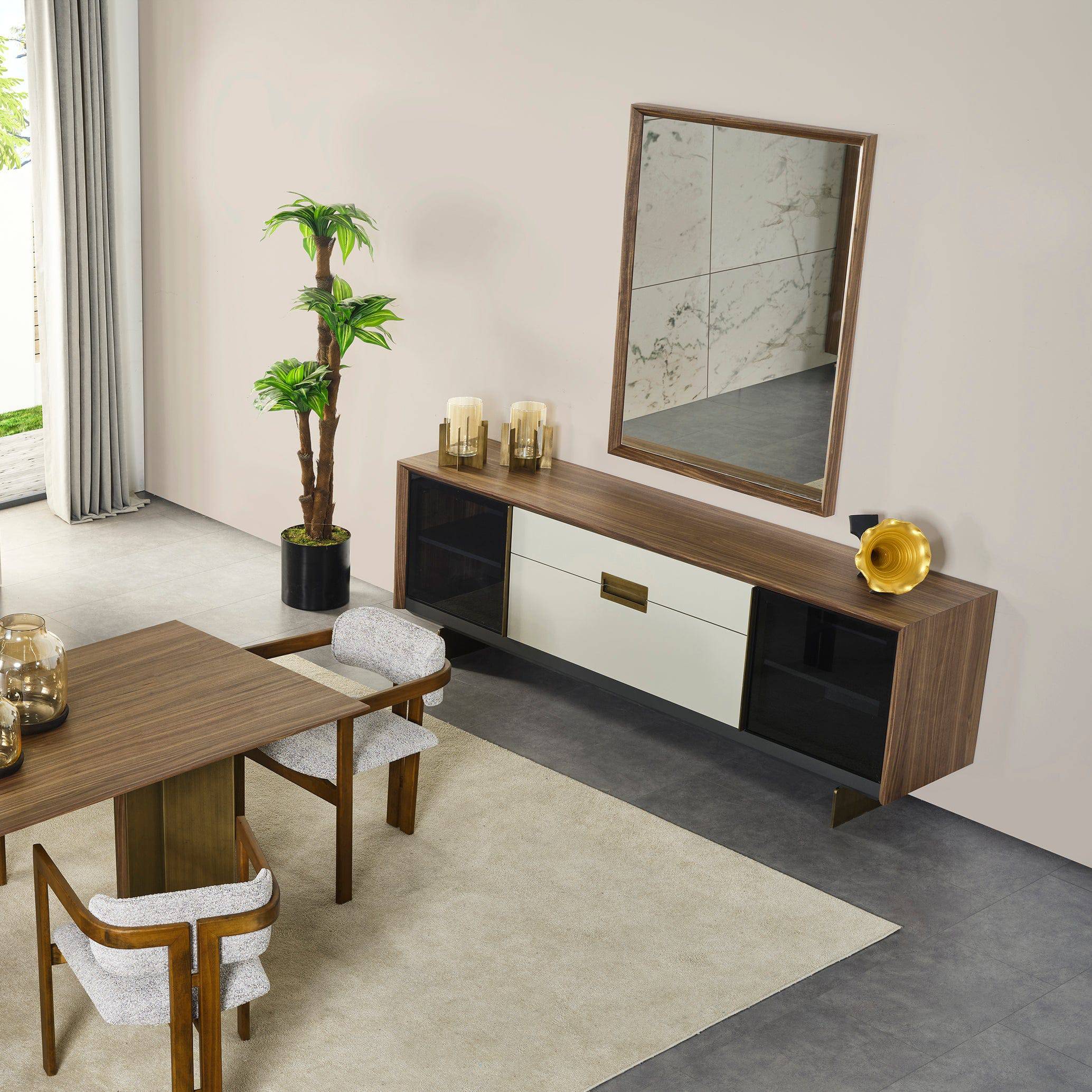 Pietra Kristal Sideboard And Mirror Krstl-Sbcnsl - Sideboards - ebarza Furniture UAE | Shop Modern Furniture in Abu Dhabi & Dubai - مفروشات ايبازرا في الامارات | تسوق اثاث عصري وديكورات مميزة في دبي وابوظبي