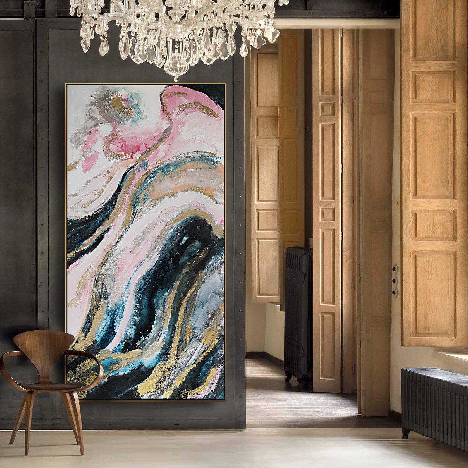 Pink Galaxy Hand Painted Art Painting With Frame 160X80 Cm Soap0104 - Paintings - ebarza Furniture UAE | Shop Modern Furniture in Abu Dhabi & Dubai - مفروشات ايبازرا في الامارات | تسوق اثاث عصري وديكورات مميزة في دبي وابوظبي