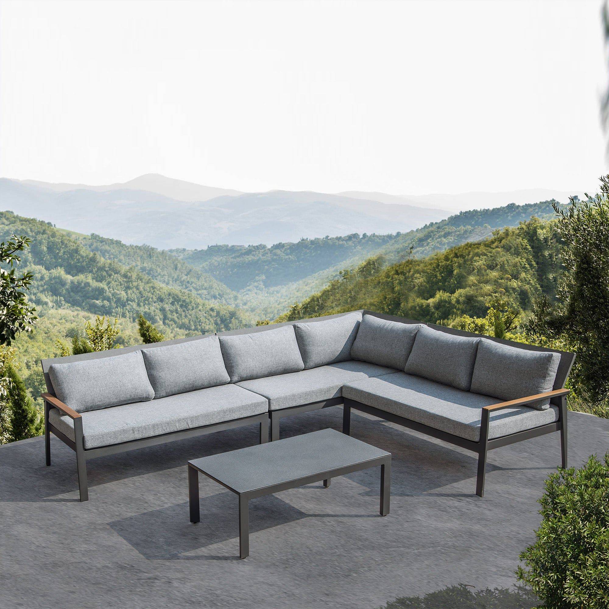 Polaris Outdoor Corner Sofa And Center Table Set Polaris-Cs - Outdoor Furniture Sets - ebarza Furniture UAE | Shop Modern Furniture in Abu Dhabi & Dubai - مفروشات ايبازرا في الامارات | تسوق اثاث عصري وديكورات مميزة في دبي وابوظبي