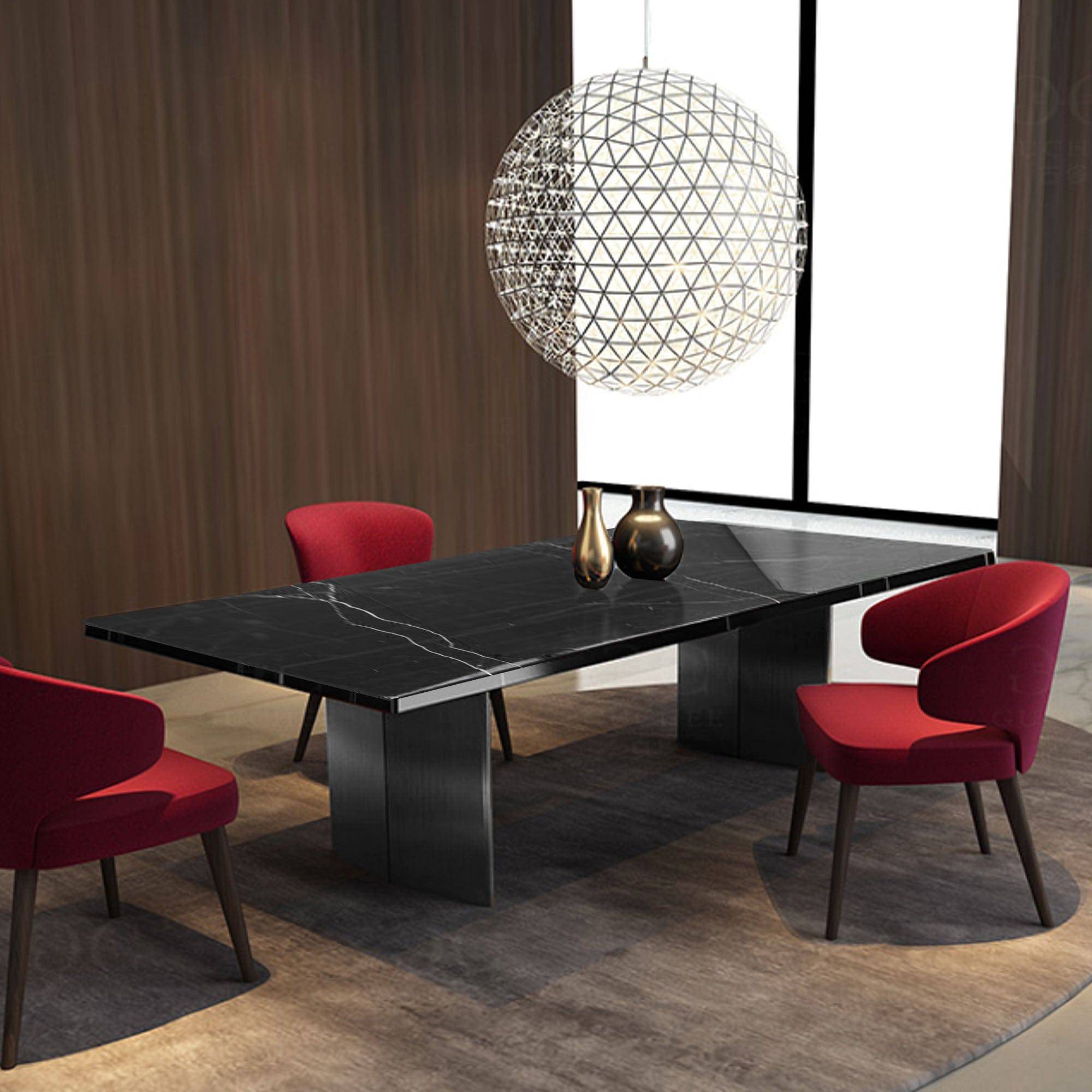 Porvoo Natural Marble Dining Table Dt01-C - Dining Tables - ebarza Furniture UAE | Shop Modern Furniture in Abu Dhabi & Dubai - مفروشات ايبازرا في الامارات | تسوق اثاث عصري وديكورات مميزة في دبي وابوظبي