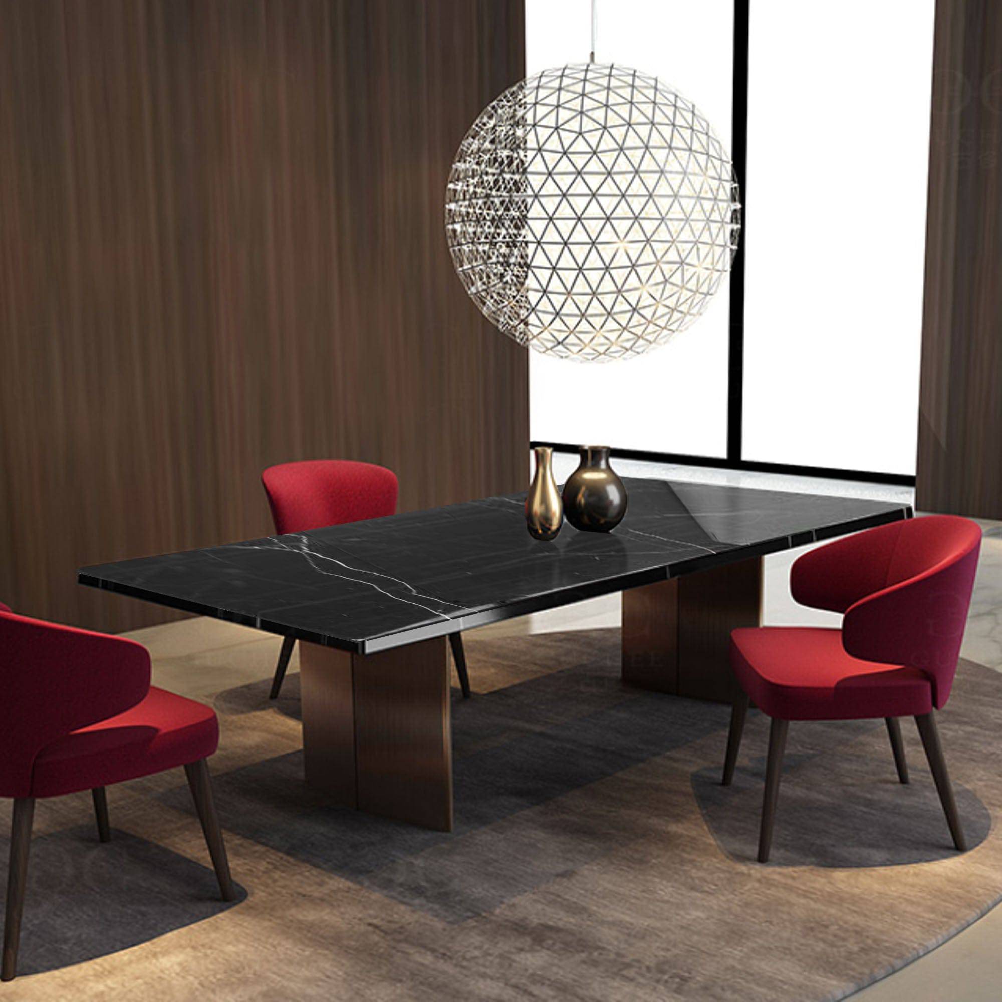 Porvoo Natural Marble Dining Table Dt01-Rg - Dining Tables - ebarza Furniture UAE | Shop Modern Furniture in Abu Dhabi & Dubai - مفروشات ايبازرا في الامارات | تسوق اثاث عصري وديكورات مميزة في دبي وابوظبي