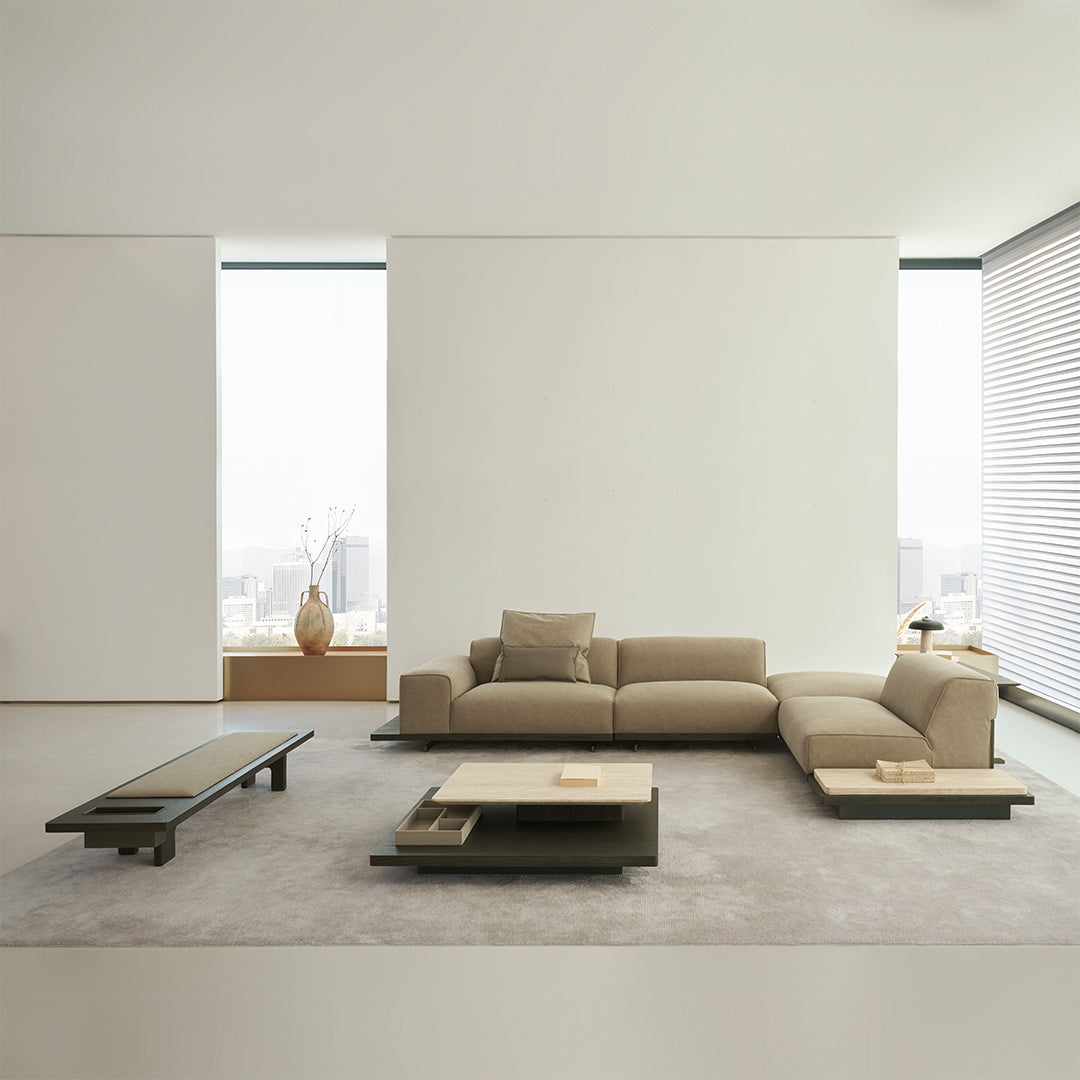 Miya Travertine Coffee Table - BMBO-BJ80350Y - Coffee tables - ebarza Furniture UAE | Shop Modern Furniture in Abu Dhabi & Dubai - مفروشات ايبازرا في الامارات | تسوق اثاث عصري وديكورات مميزة في دبي وابوظبي