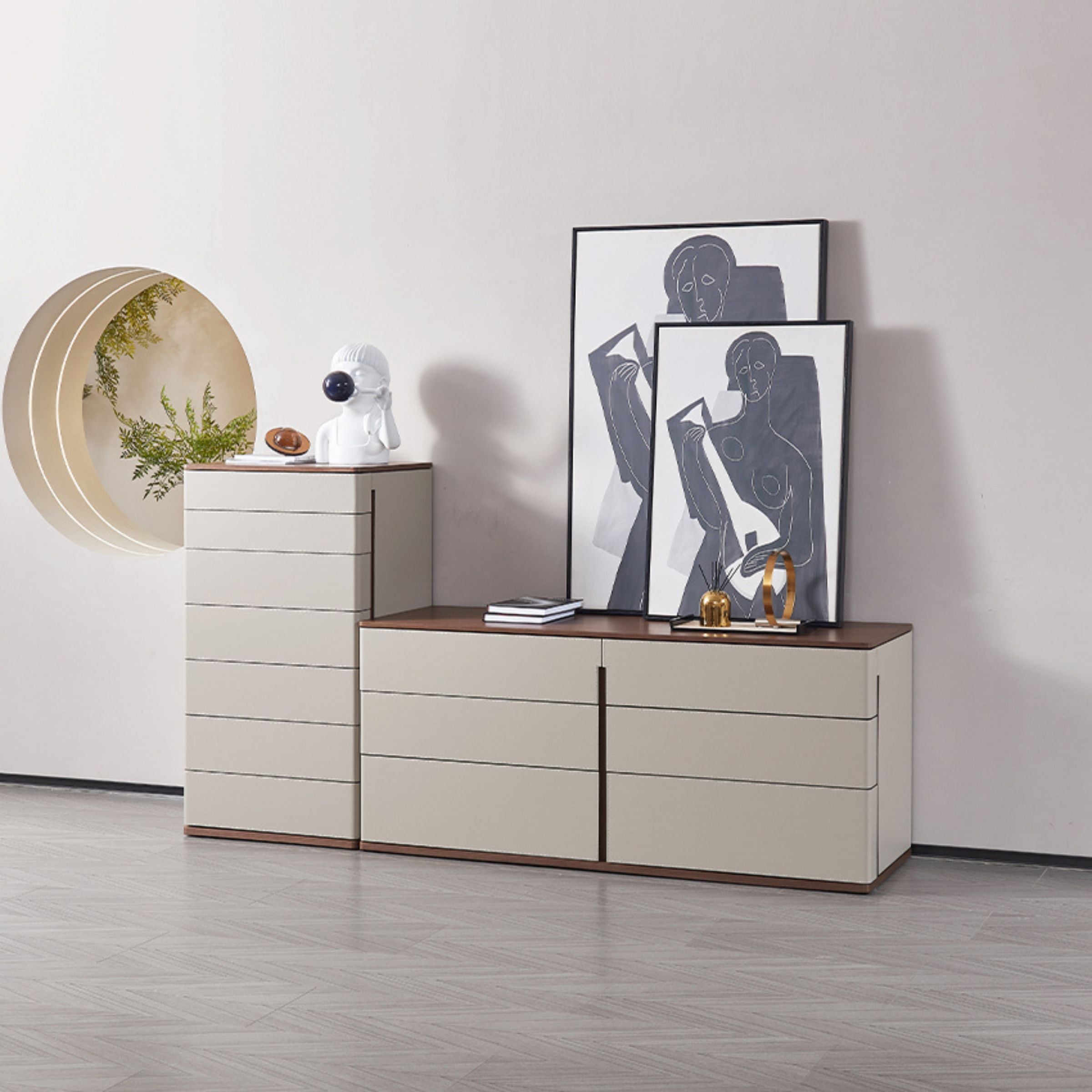 Pre-order 35 Days Delivery Mycroft Wenge Saddle Leather Cabinet MLL-T03 - Cabinets - ebarza Furniture UAE | Shop Modern Furniture in Abu Dhabi & Dubai - مفروشات ايبازرا في الامارات | تسوق اثاث عصري وديكورات مميزة في دبي وابوظبي