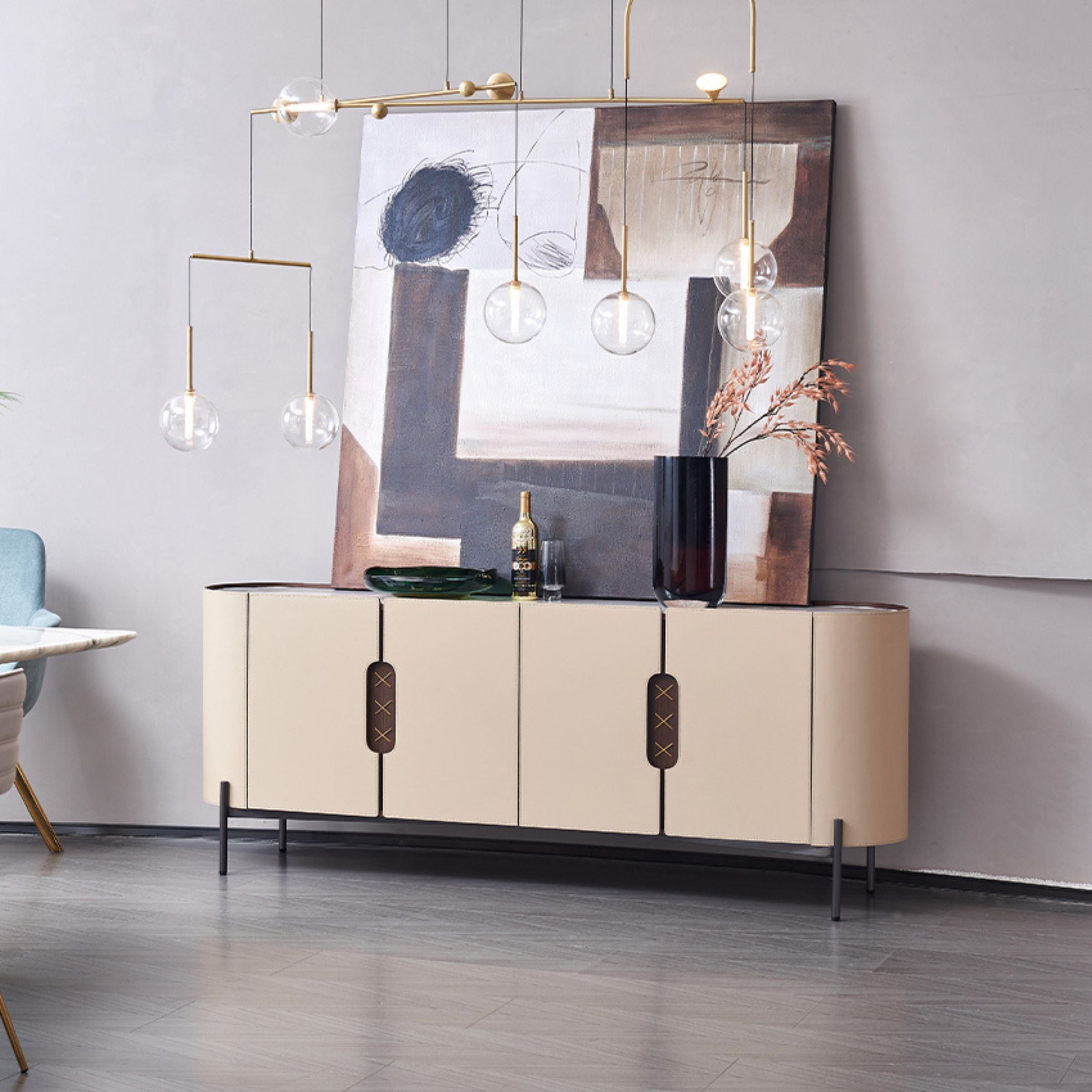 Stitch Saddle Leather Sideboard / Cabinet MLL-T32 - Cabinets - ebarza Furniture UAE | Shop Modern Furniture in Abu Dhabi & Dubai - مفروشات ايبازرا في الامارات | تسوق اثاث عصري وديكورات مميزة في دبي وابوظبي