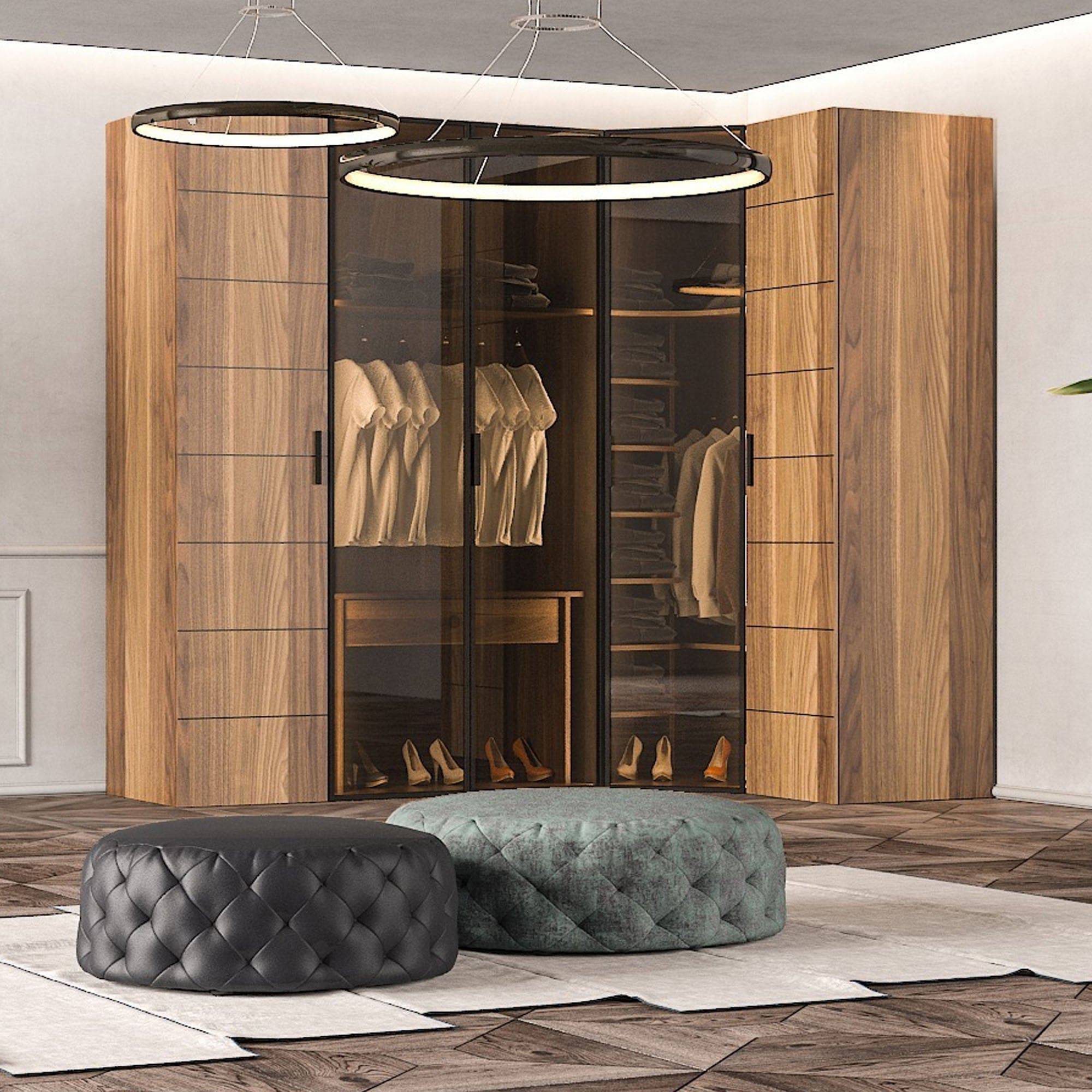 Puzzle Corner Module Cabinet With Led And Wooden Door Puzzle-Corner-Wood - Cabinets - ebarza Furniture UAE | Shop Modern Furniture in Abu Dhabi & Dubai - مفروشات ايبازرا في الامارات | تسوق اثاث عصري وديكورات مميزة في دبي وابوظبي