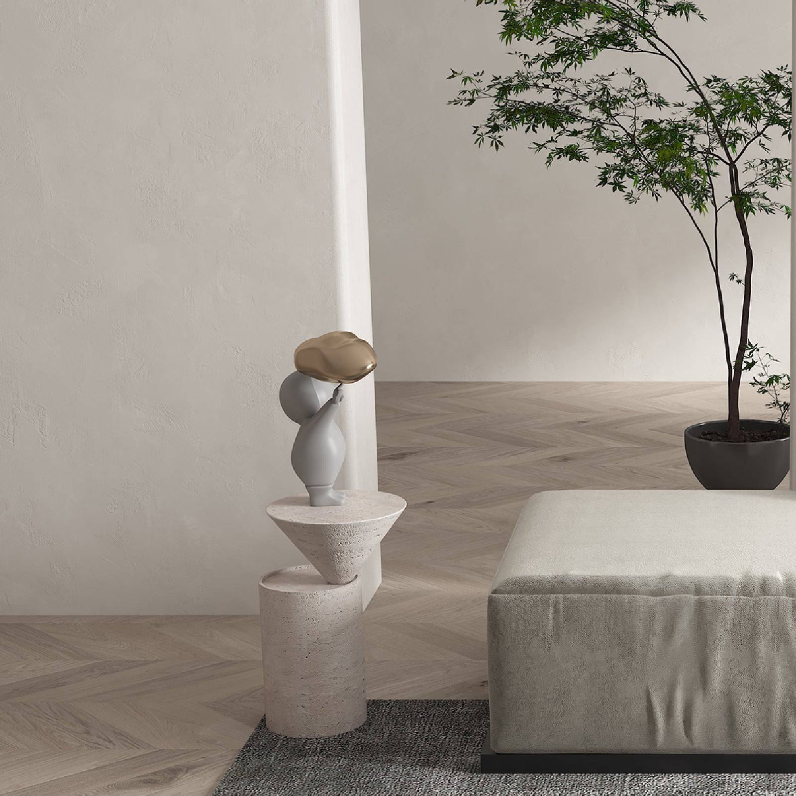 Rome Travertine Side Table - 409ST - Side Tables - ebarza Furniture UAE | Shop Modern Furniture in Abu Dhabi & Dubai - مفروشات ايبازرا في الامارات | تسوق اثاث عصري وديكورات مميزة في دبي وابوظبي