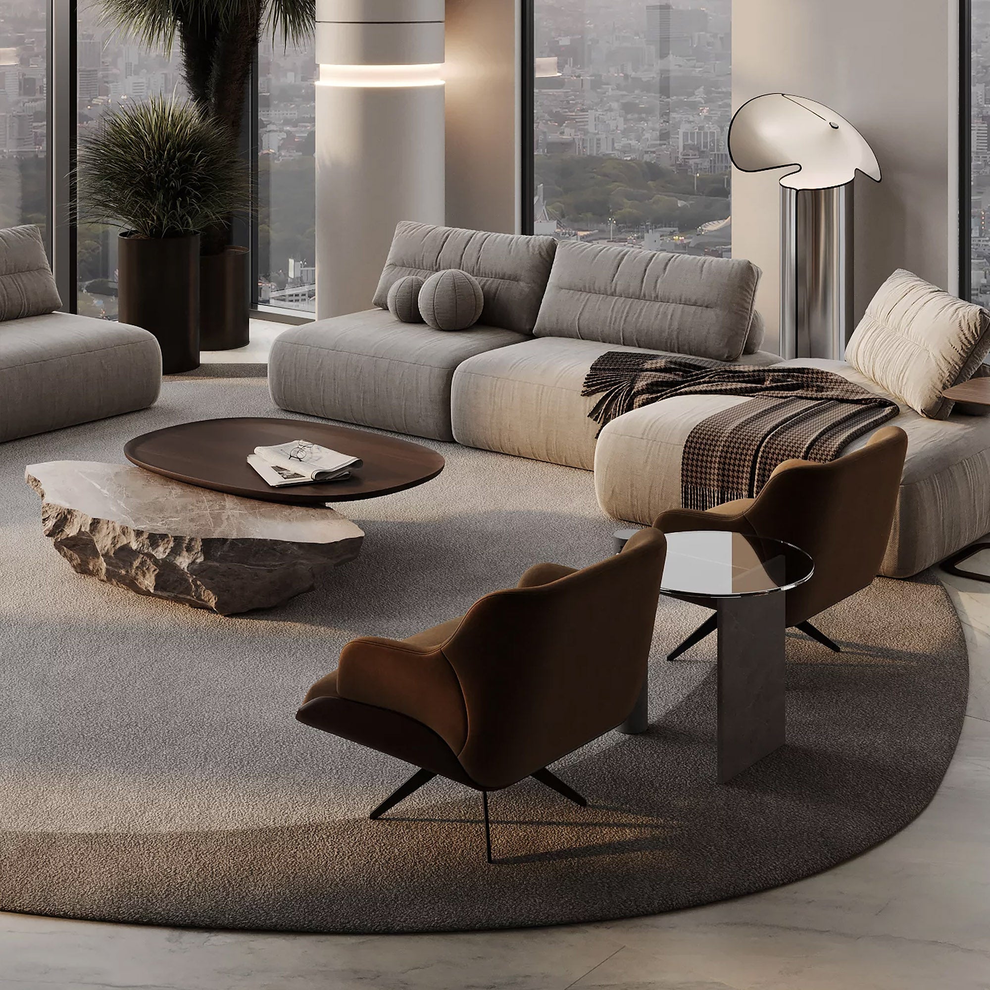 500X350 Cm WOOL BEIGE AND BROWN Round Rug JH-22729 - Rugs - ebarza Furniture UAE | Shop Modern Furniture in Abu Dhabi & Dubai - مفروشات ايبازرا في الامارات | تسوق اثاث عصري وديكورات مميزة في دبي وابوظبي