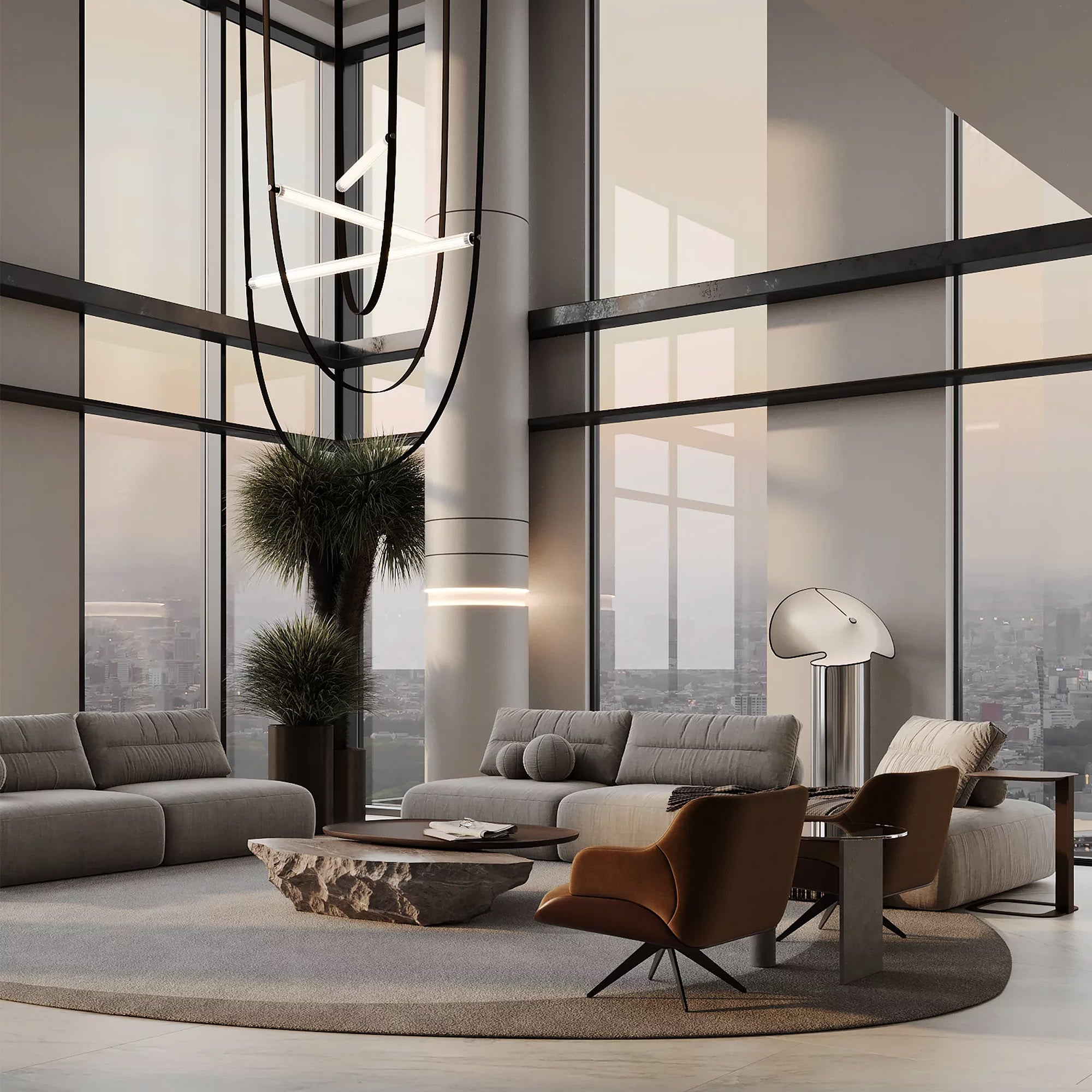 350X250 Cm WOOL BEIGE AND BROWN Round Rug JH-22729 - Rugs - ebarza Furniture UAE | Shop Modern Furniture in Abu Dhabi & Dubai - مفروشات ايبازرا في الامارات | تسوق اثاث عصري وديكورات مميزة في دبي وابوظبي