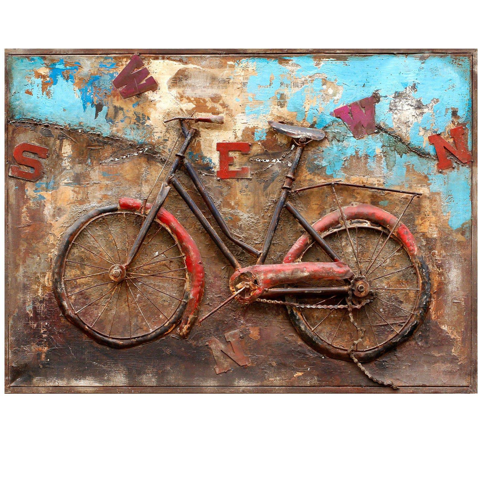 Rusty Bicycle Handcrafted Metal Art Painting 120X90 Cm Soap013 - Paintings - ebarza Furniture UAE | Shop Modern Furniture in Abu Dhabi & Dubai - مفروشات ايبازرا في الامارات | تسوق اثاث عصري وديكورات مميزة في دبي وابوظبي