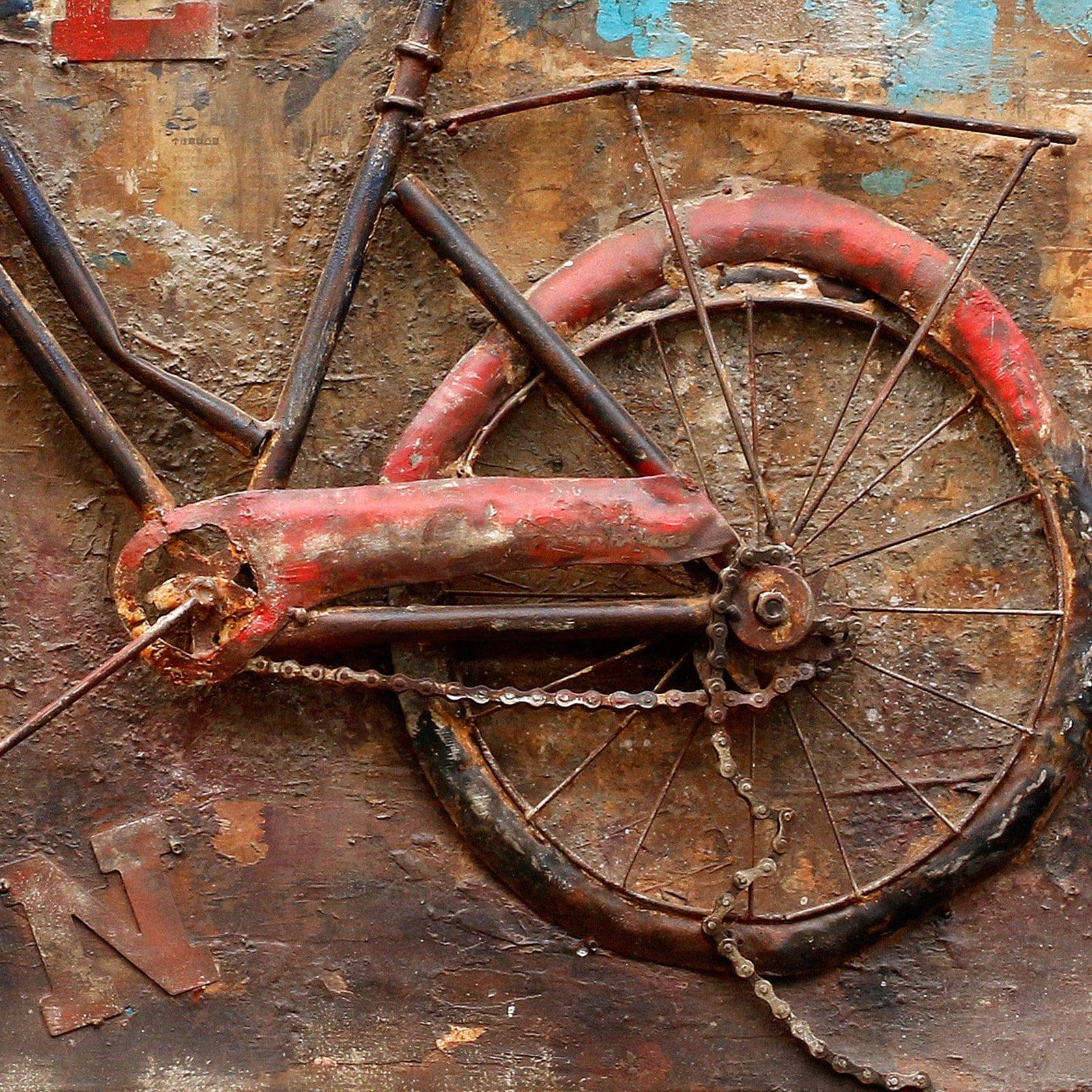 Rusty Bicycle Handcrafted Metal Art Painting 120X90 Cm Soap013 - Paintings - ebarza Furniture UAE | Shop Modern Furniture in Abu Dhabi & Dubai - مفروشات ايبازرا في الامارات | تسوق اثاث عصري وديكورات مميزة في دبي وابوظبي