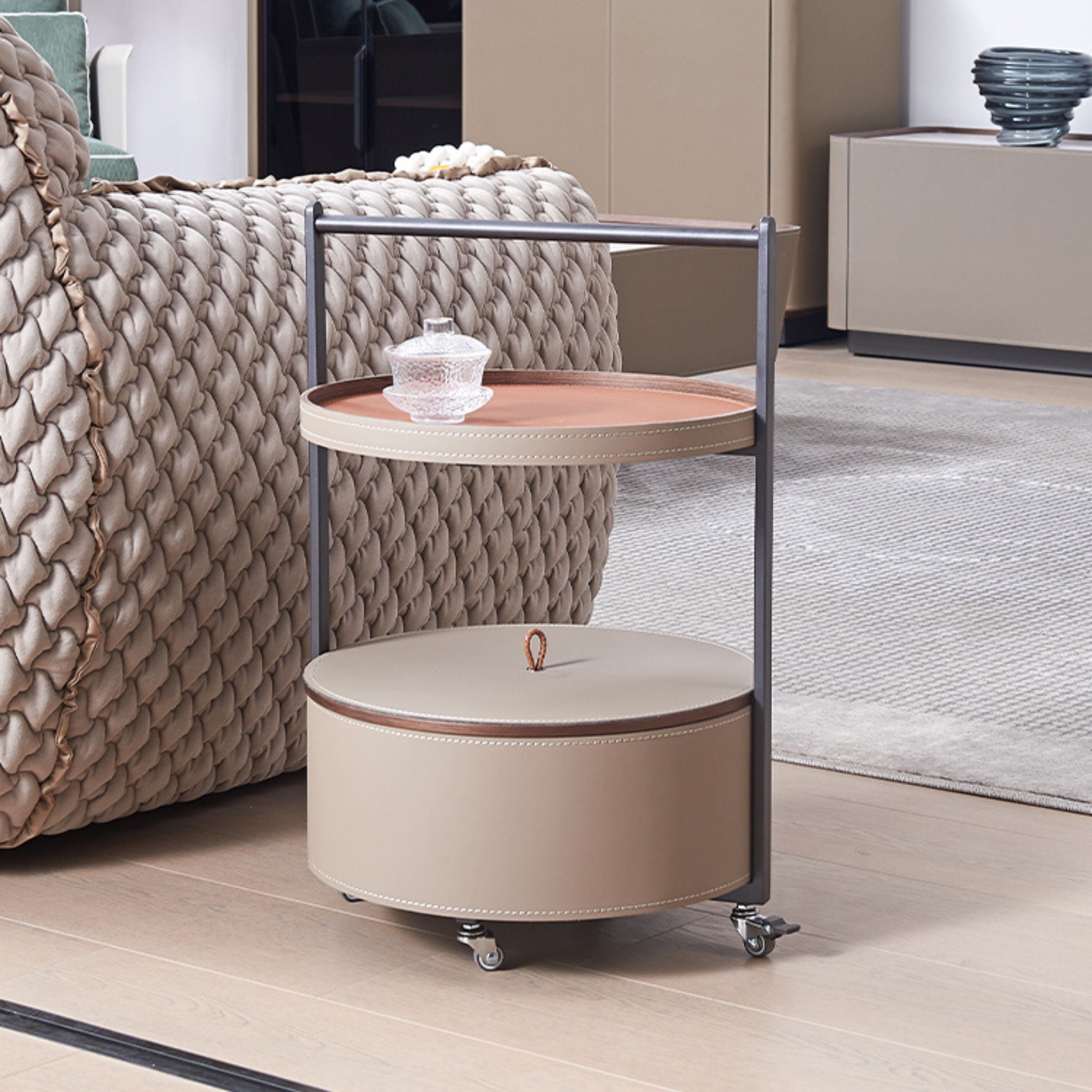 Saddle Leather Coffee Table MLL-D65 - Coffee tables - ebarza Furniture UAE | Shop Modern Furniture in Abu Dhabi & Dubai - مفروشات ايبازرا في الامارات | تسوق اثاث عصري وديكورات مميزة في دبي وابوظبي