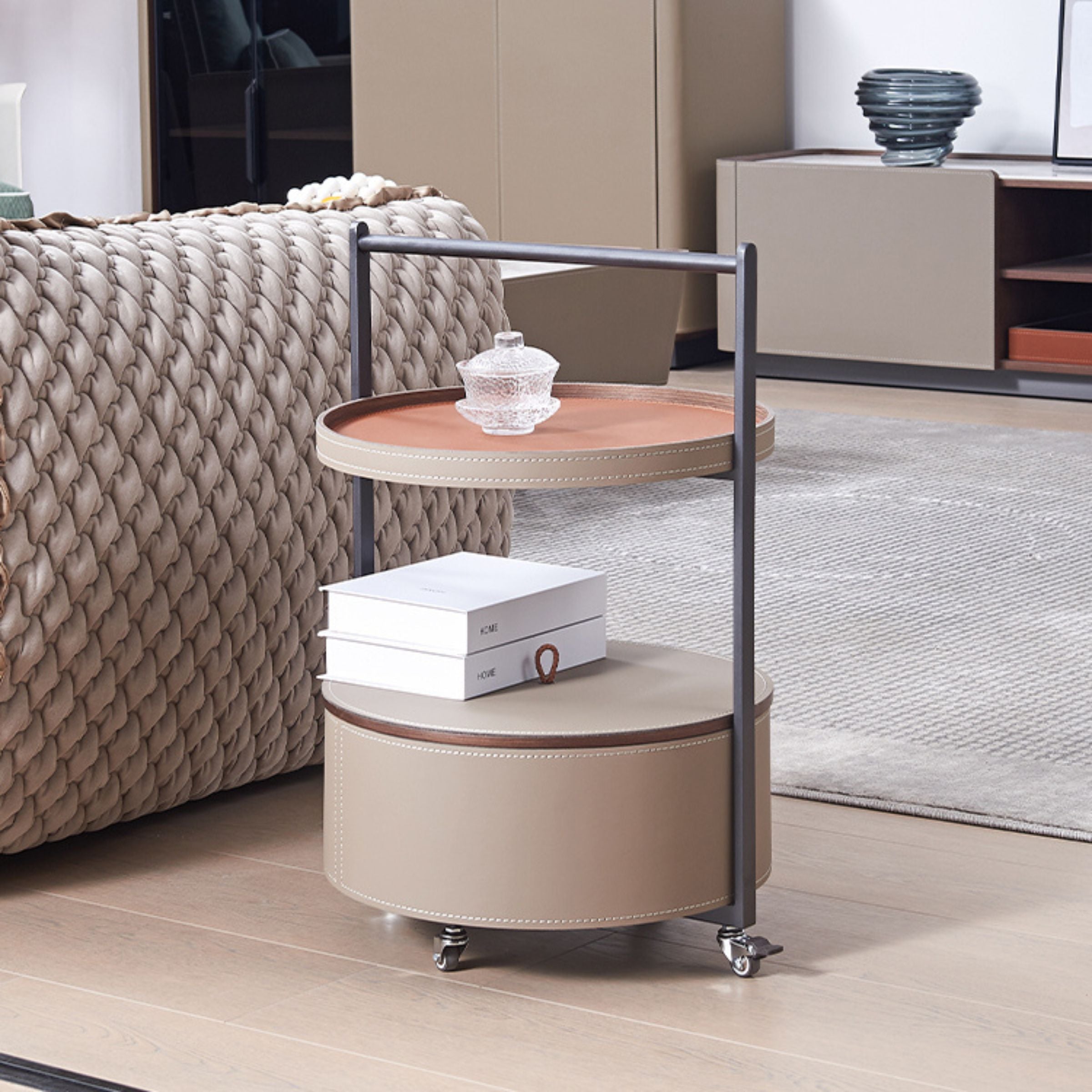 Saddle Leather Coffee Table MLL-D65 - Coffee tables - ebarza Furniture UAE | Shop Modern Furniture in Abu Dhabi & Dubai - مفروشات ايبازرا في الامارات | تسوق اثاث عصري وديكورات مميزة في دبي وابوظبي