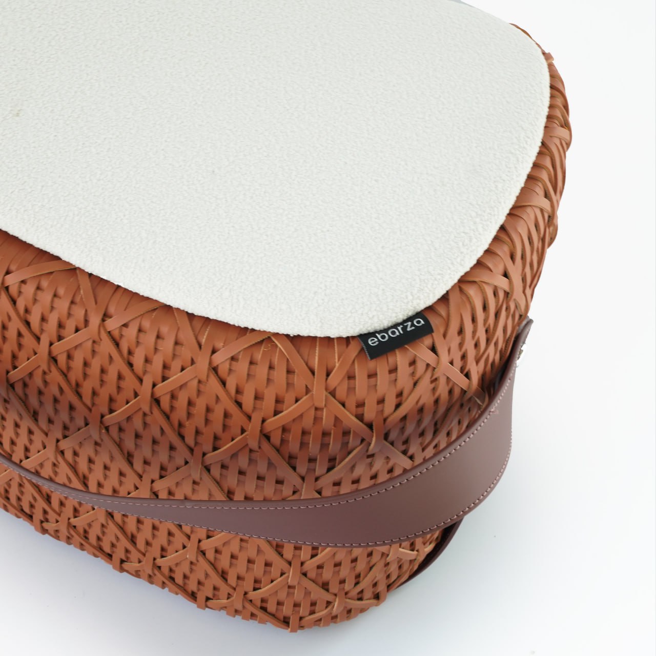 Saddle Leather Ottoman MLL-A57-Orange - Poufs - ebarza Furniture UAE | Shop Modern Furniture in Abu Dhabi & Dubai - مفروشات ايبازرا في الامارات | تسوق اثاث عصري وديكورات مميزة في دبي وابوظبي