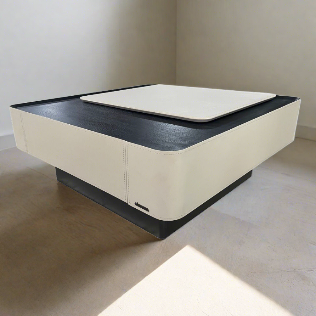 Saddle Leather Veneer Coffee Table MLL-D110 - Coffee Tables - ebarza Furniture UAE | Shop Modern Furniture in Abu Dhabi & Dubai - مفروشات ايبازرا في الامارات | تسوق اثاث عصري وديكورات مميزة في دبي وابوظبي