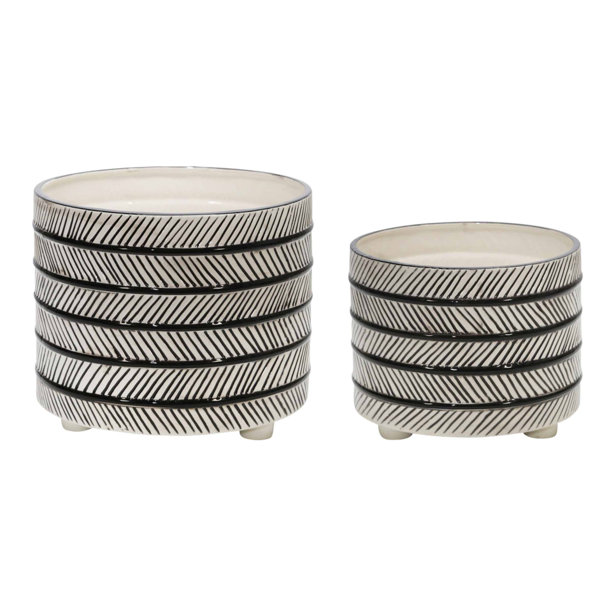 Set Of 2 Ceramic Diamond Footed Planter 25, 30 Cm 15064-06 - Planter Boxes - ebarza Furniture UAE | Shop Modern Furniture in Abu Dhabi & Dubai - مفروشات ايبازرا في الامارات | تسوق اثاث عصري وديكورات مميزة في دبي وابوظبي