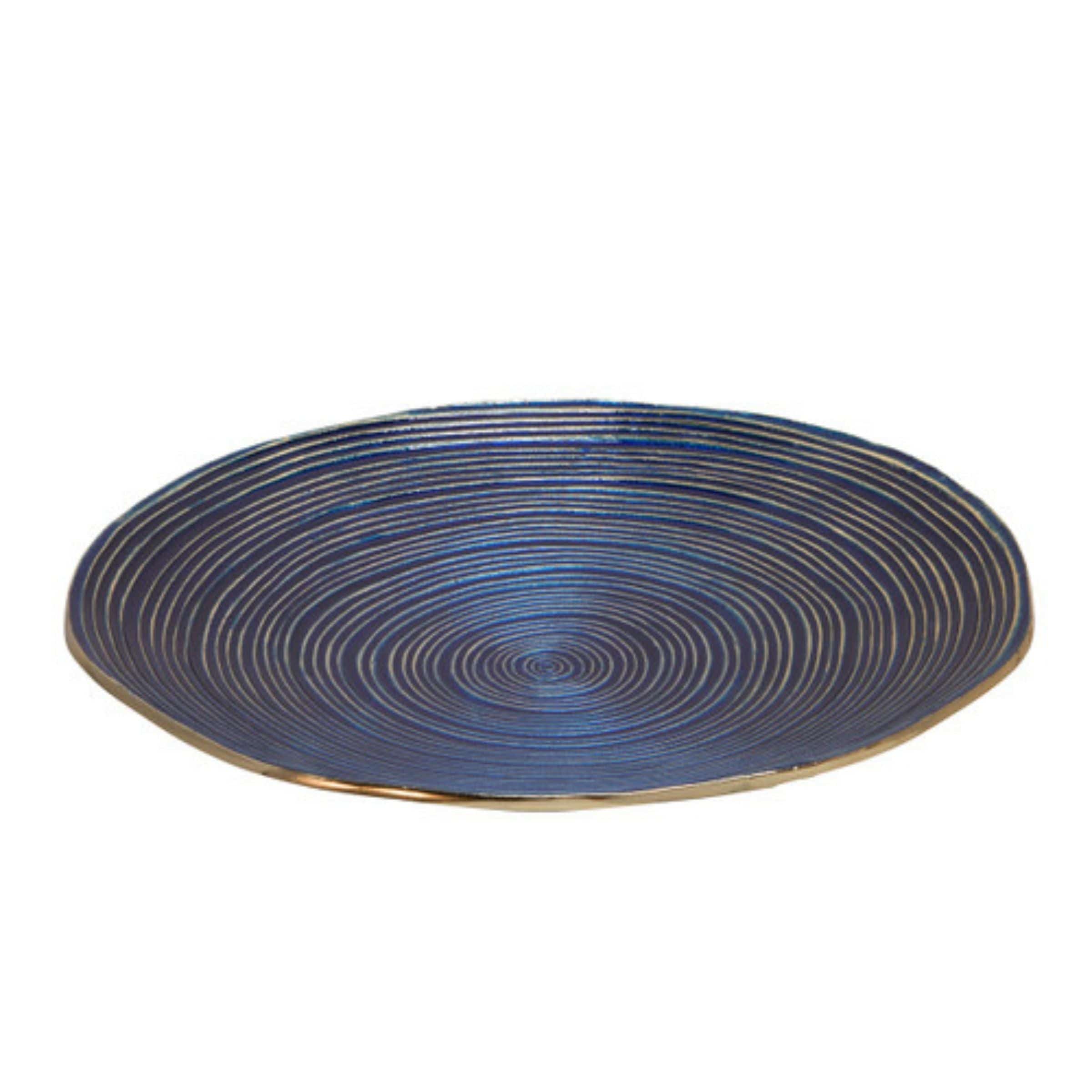 Set Of 2 Decorative Metal Swirl Tray - Blue/Multi 15559 - Trays - ebarza Furniture UAE | Shop Modern Furniture in Abu Dhabi & Dubai - مفروشات ايبازرا في الامارات | تسوق اثاث عصري وديكورات مميزة في دبي وابوظبي