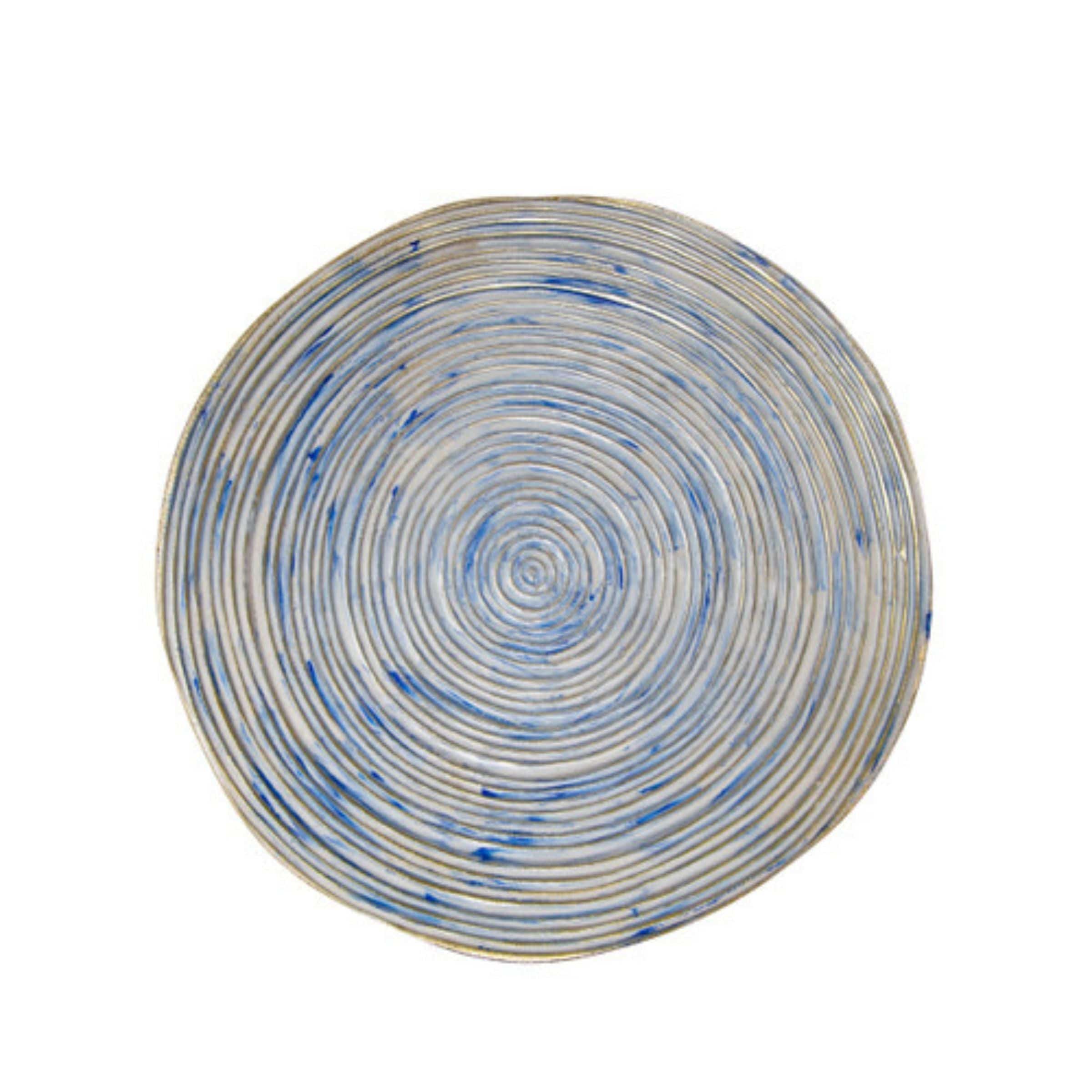 Set Of 2 Decorative Metal Swirl Tray - Blue/Multi 15559 - Trays - ebarza Furniture UAE | Shop Modern Furniture in Abu Dhabi & Dubai - مفروشات ايبازرا في الامارات | تسوق اثاث عصري وديكورات مميزة في دبي وابوظبي