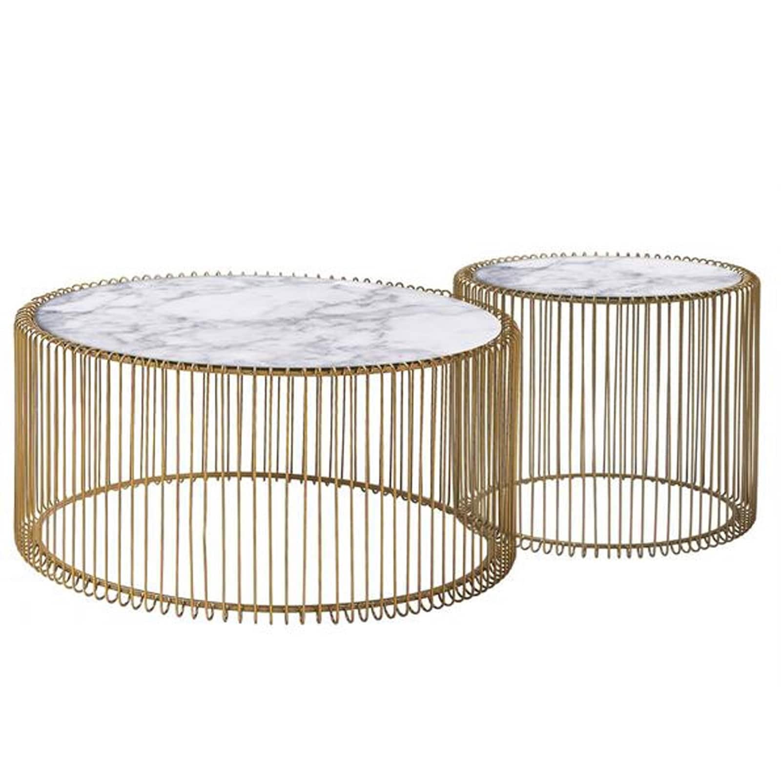 Set Of 2 Natural Marble & Stainless Steel Table Bp8808 G - Coffee Tables - ebarza Furniture UAE | Shop Modern Furniture in Abu Dhabi & Dubai - مفروشات ايبازرا في الامارات | تسوق اثاث عصري وديكورات مميزة في دبي وابوظبي