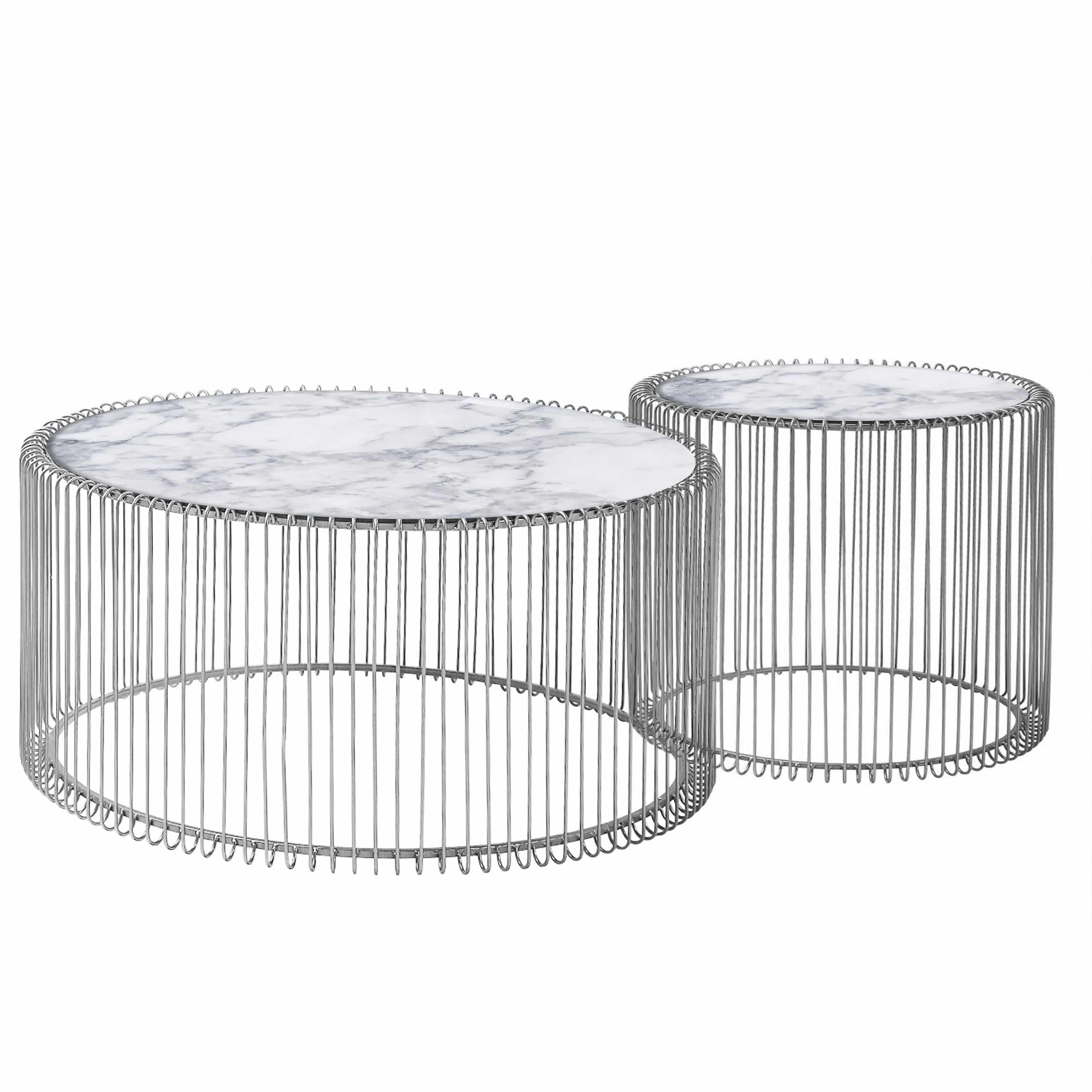Set Of 2 Natural Marble & Stainless Steel Table Bp8808 S-C 45+90 - Coffee Tables - ebarza Furniture UAE | Shop Modern Furniture in Abu Dhabi & Dubai - مفروشات ايبازرا في الامارات | تسوق اثاث عصري وديكورات مميزة في دبي وابوظبي