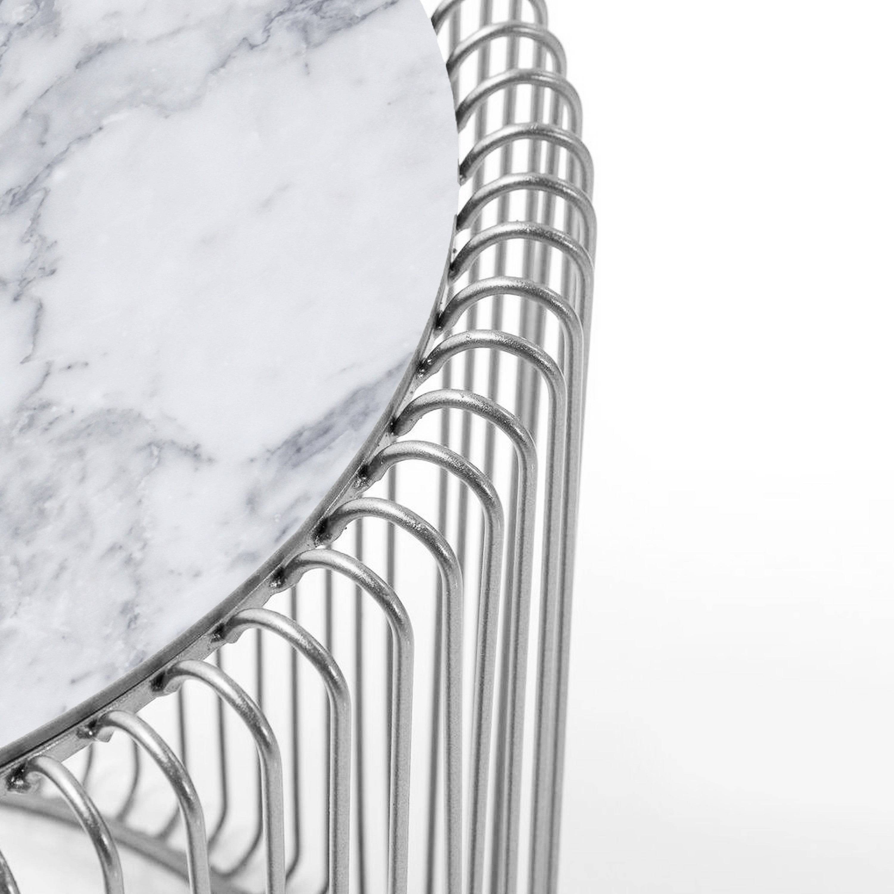 Set Of 2 Natural Marble & Stainless Steel Table Bp8808 S-C 45+90 - Coffee Tables - ebarza Furniture UAE | Shop Modern Furniture in Abu Dhabi & Dubai - مفروشات ايبازرا في الامارات | تسوق اثاث عصري وديكورات مميزة في دبي وابوظبي