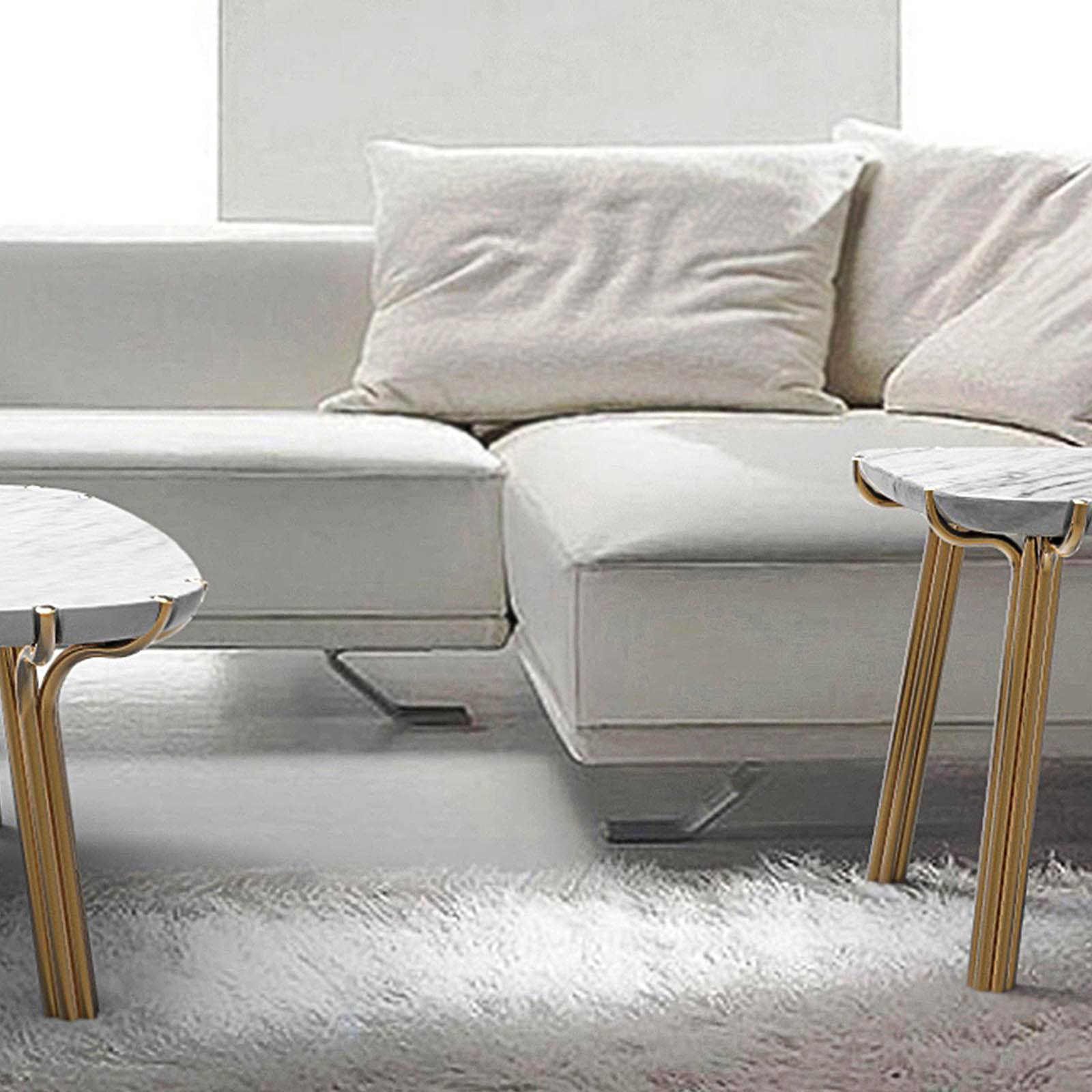 Set Of 2 Paradise Natural Marble Side Table Dt1200+Dt600 - Side Tables - ebarza Furniture UAE | Shop Modern Furniture in Abu Dhabi & Dubai - مفروشات ايبازرا في الامارات | تسوق اثاث عصري وديكورات مميزة في دبي وابوظبي