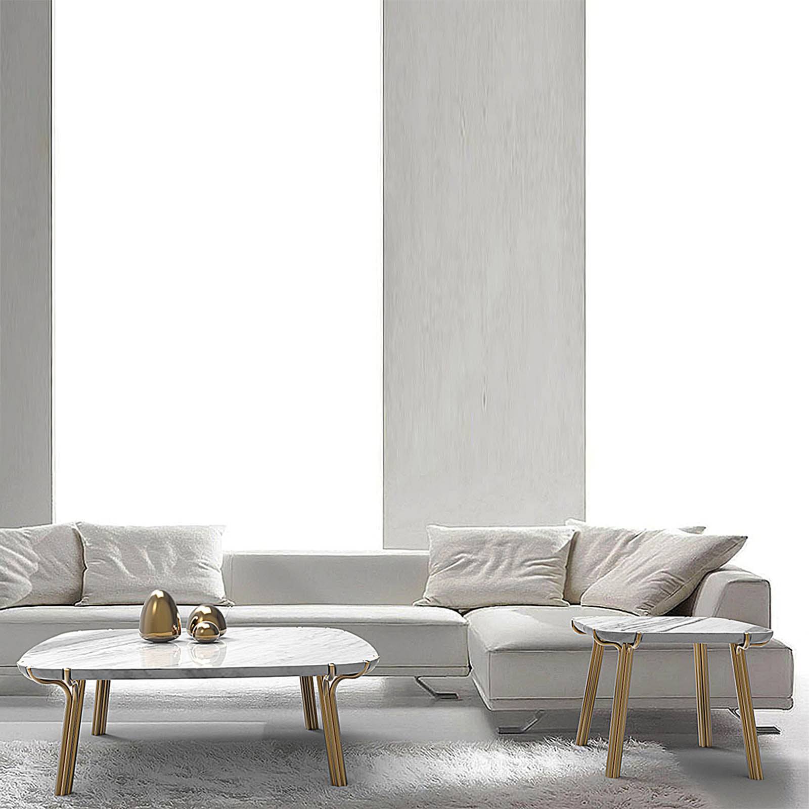 Set Of 2 Paradise Natural Marble Side Table Dt1200+Dt600 - Side Tables - ebarza Furniture UAE | Shop Modern Furniture in Abu Dhabi & Dubai - مفروشات ايبازرا في الامارات | تسوق اثاث عصري وديكورات مميزة في دبي وابوظبي