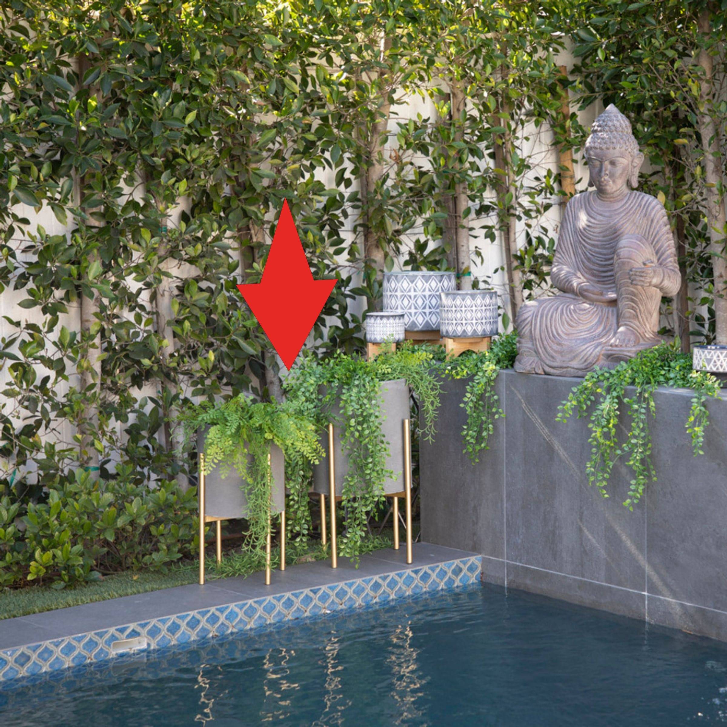 Set Of 2 Planter On Metal Stand - Putty And Gold 12629-04 - Planter Boxes - ebarza Furniture UAE | Shop Modern Furniture in Abu Dhabi & Dubai - مفروشات ايبازرا في الامارات | تسوق اثاث عصري وديكورات مميزة في دبي وابوظبي