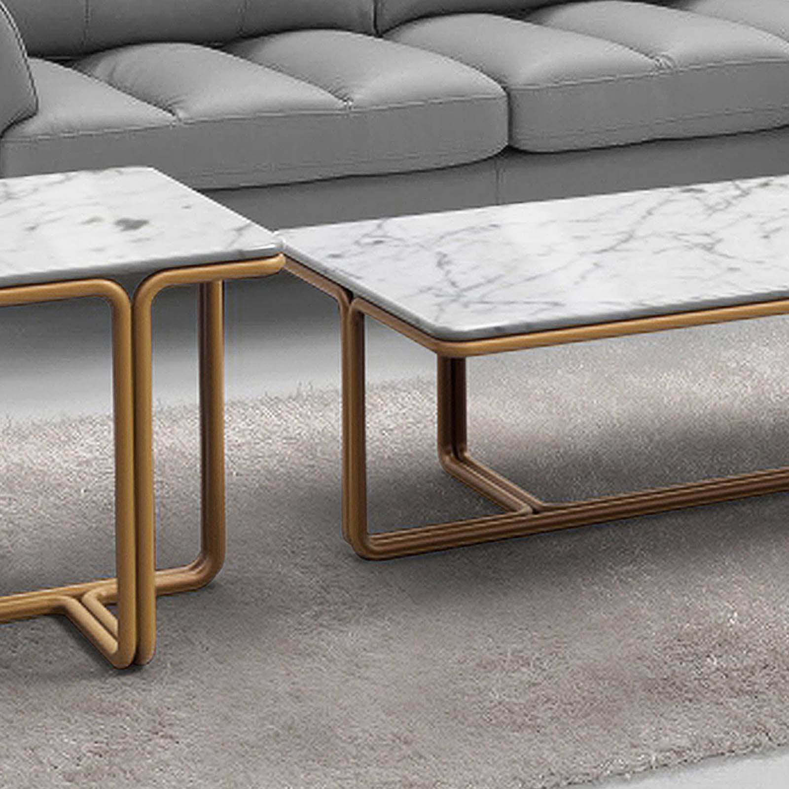 Set Of 2 Riva Natural Marble Center And Side Table 228Ct+228St - Side Tables - ebarza Furniture UAE | Shop Modern Furniture in Abu Dhabi & Dubai - مفروشات ايبازرا في الامارات | تسوق اثاث عصري وديكورات مميزة في دبي وابوظبي