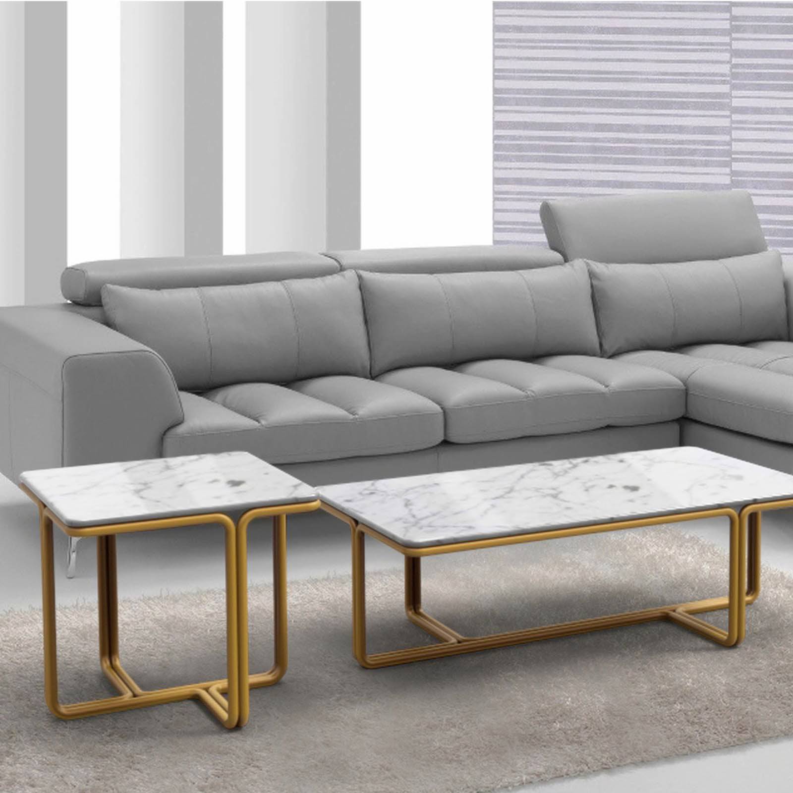 Set Of 2 Riva Natural Marble Center And Side Table 228Ct+228St - Side Tables - ebarza Furniture UAE | Shop Modern Furniture in Abu Dhabi & Dubai - مفروشات ايبازرا في الامارات | تسوق اثاث عصري وديكورات مميزة في دبي وابوظبي