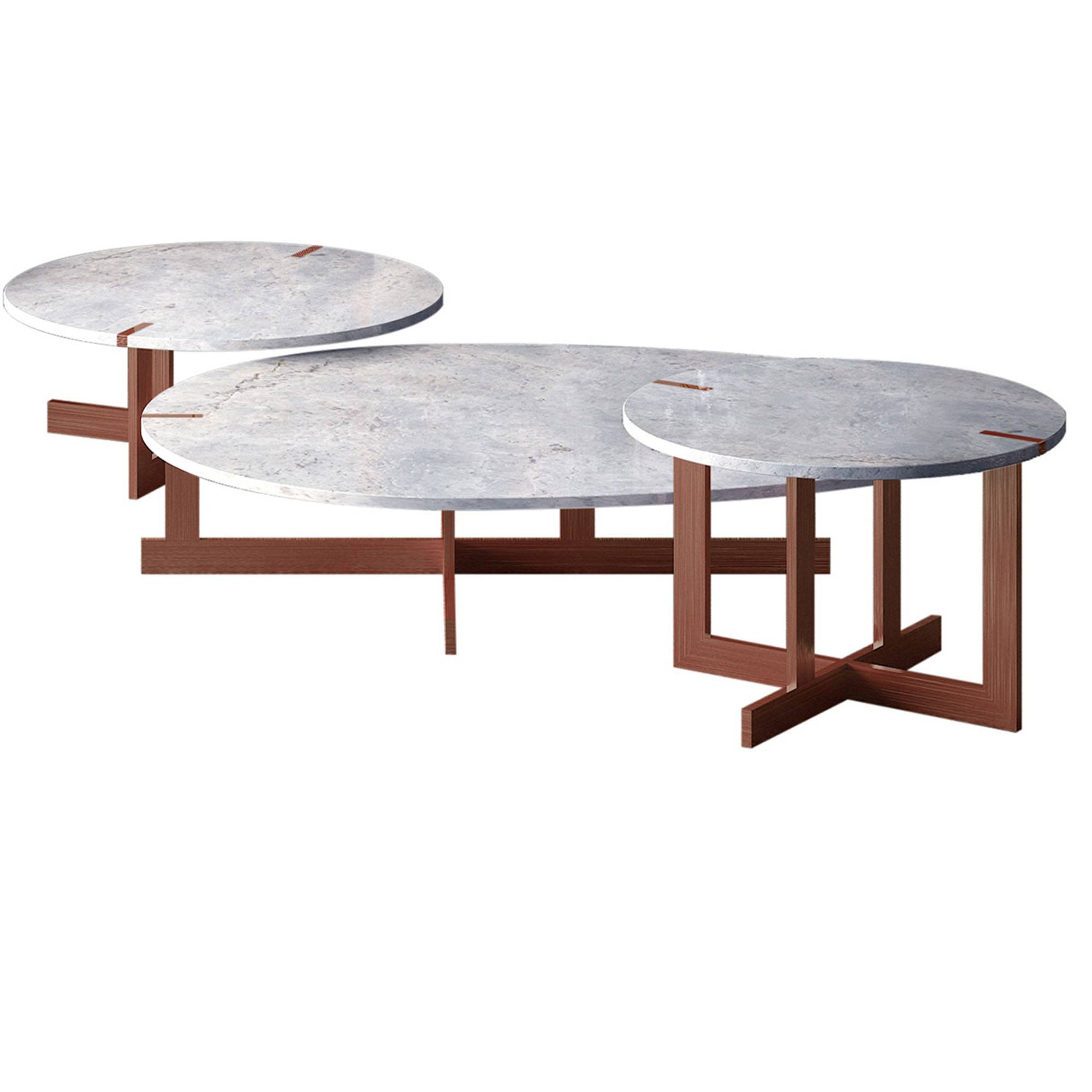 Set Of 3 Kirona Natural Marble Tables 338Ct+St+Et - Side Tables - ebarza Furniture UAE | Shop Modern Furniture in Abu Dhabi & Dubai - مفروشات ايبازرا في الامارات | تسوق اثاث عصري وديكورات مميزة في دبي وابوظبي