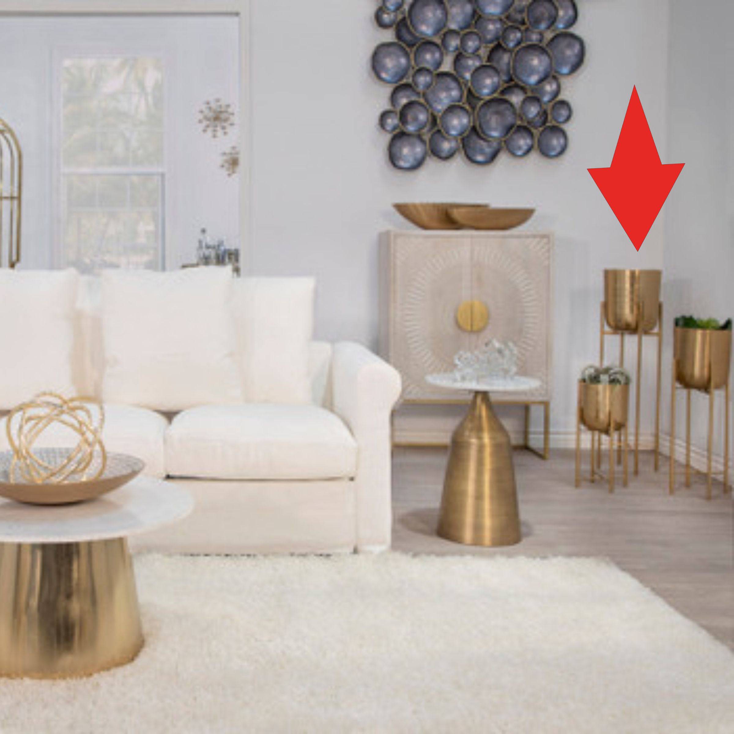 Set Of 3 Metal Planters On Stand - 40,30,20 Cm - Gold 14630 - Planter Boxes - ebarza Furniture UAE | Shop Modern Furniture in Abu Dhabi & Dubai - مفروشات ايبازرا في الامارات | تسوق اثاث عصري وديكورات مميزة في دبي وابوظبي