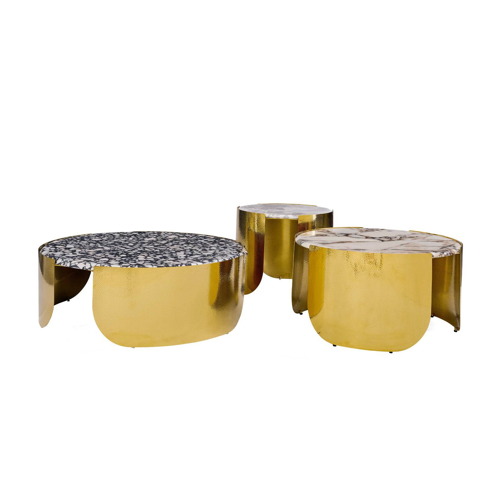 Set Of 3 Natural Marble Center Table Tg-625 - Coffee Tables - ebarza Furniture UAE | Shop Modern Furniture in Abu Dhabi & Dubai - مفروشات ايبازرا في الامارات | تسوق اثاث عصري وديكورات مميزة في دبي وابوظبي