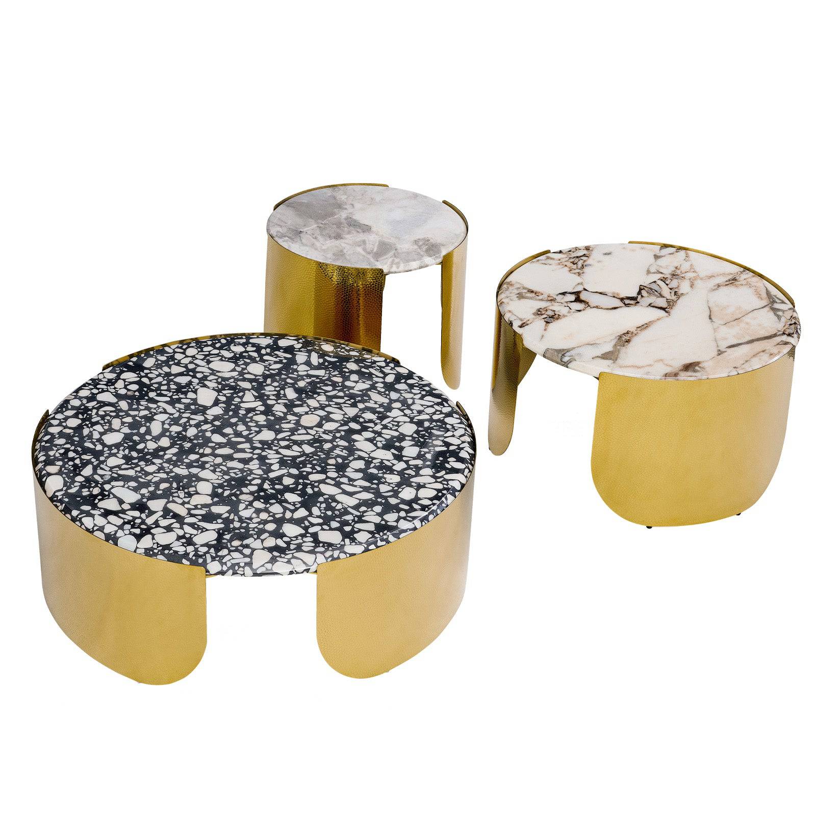Set Of 3 Natural Marble Center Table Tg-625 - Coffee Tables - ebarza Furniture UAE | Shop Modern Furniture in Abu Dhabi & Dubai - مفروشات ايبازرا في الامارات | تسوق اثاث عصري وديكورات مميزة في دبي وابوظبي