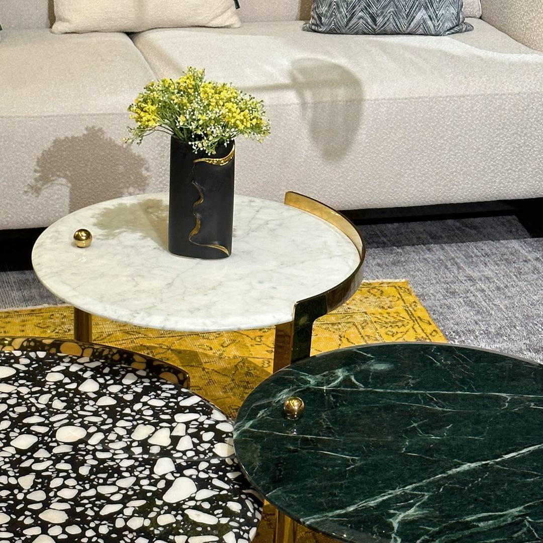 Set Of 3 Natural Marble Center Table Tg-631 - Coffee Tables - ebarza Furniture UAE | Shop Modern Furniture in Abu Dhabi & Dubai - مفروشات ايبازرا في الامارات | تسوق اثاث عصري وديكورات مميزة في دبي وابوظبي