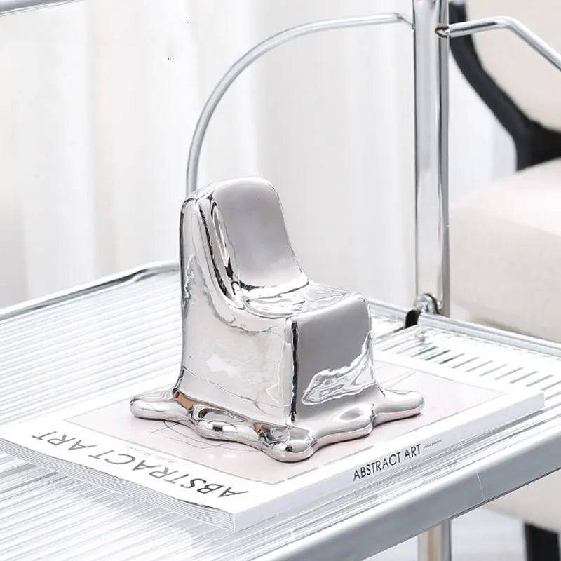 Silver Ceramic Chair Sculpture Fd-D22036 - Home Decor Figurines - ebarza Furniture UAE | Shop Modern Furniture in Abu Dhabi & Dubai - مفروشات ايبازرا في الامارات | تسوق اثاث عصري وديكورات مميزة في دبي وابوظبي