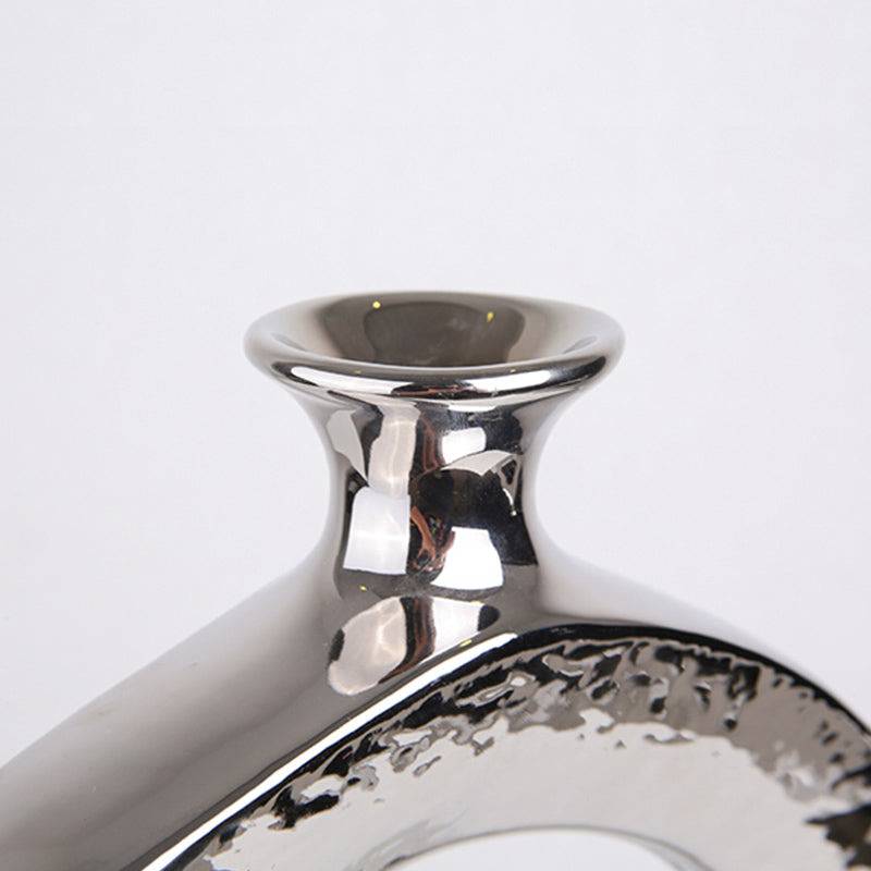 Silver Circle Vase-A Fa-D1960A - Vases - ebarza Furniture UAE | Shop Modern Furniture in Abu Dhabi & Dubai - مفروشات ايبازرا في الامارات | تسوق اثاث عصري وديكورات مميزة في دبي وابوظبي