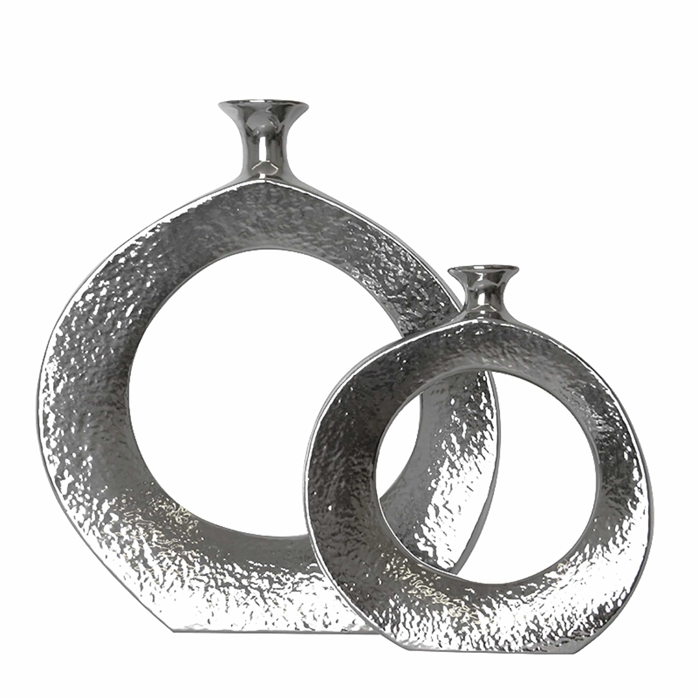 Silver Circle Vase-B Fa-D1960B - Vases - ebarza Furniture UAE | Shop Modern Furniture in Abu Dhabi & Dubai - مفروشات ايبازرا في الامارات | تسوق اثاث عصري وديكورات مميزة في دبي وابوظبي