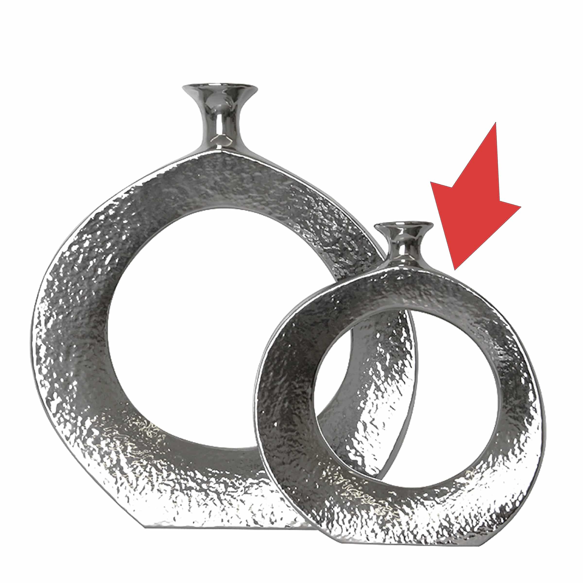 Silver Circle Vase-B Fa-D1960B - Vases - ebarza Furniture UAE | Shop Modern Furniture in Abu Dhabi & Dubai - مفروشات ايبازرا في الامارات | تسوق اثاث عصري وديكورات مميزة في دبي وابوظبي