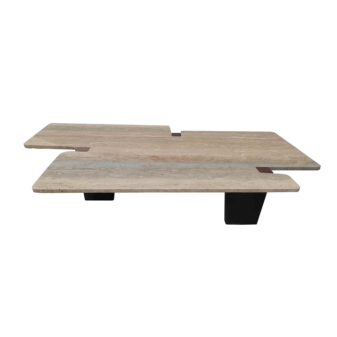 Silvia Travertine Center Table - 449CTS - Coffee tables - ebarza Furniture UAE | Shop Modern Furniture in Abu Dhabi & Dubai - مفروشات ايبازرا في الامارات | تسوق اثاث عصري وديكورات مميزة في دبي وابوظبي