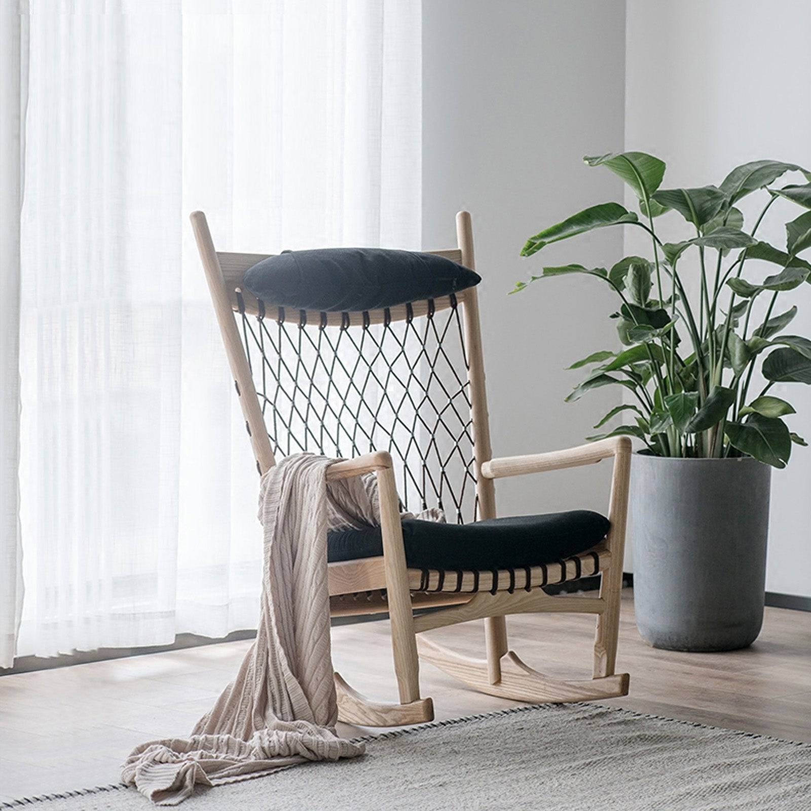 Solid Wood And Cord Lounge Chair Sf-019A-N - Lounge Chairs - ebarza Furniture UAE | Shop Modern Furniture in Abu Dhabi & Dubai - مفروشات ايبازرا في الامارات | تسوق اثاث عصري وديكورات مميزة في دبي وابوظبي