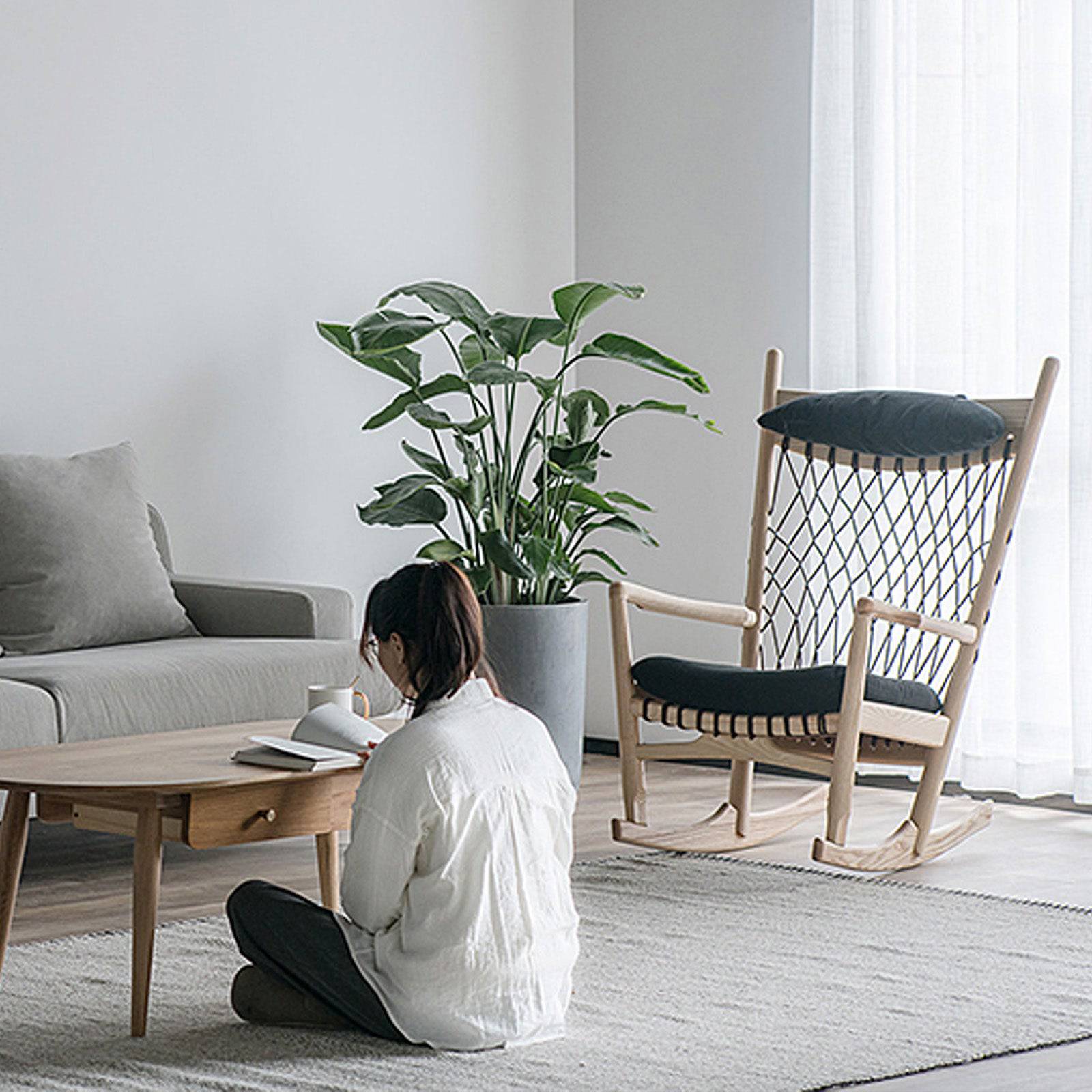 Solid Wood And Cord Lounge Chair Sf-019A-N - Lounge Chairs - ebarza Furniture UAE | Shop Modern Furniture in Abu Dhabi & Dubai - مفروشات ايبازرا في الامارات | تسوق اثاث عصري وديكورات مميزة في دبي وابوظبي