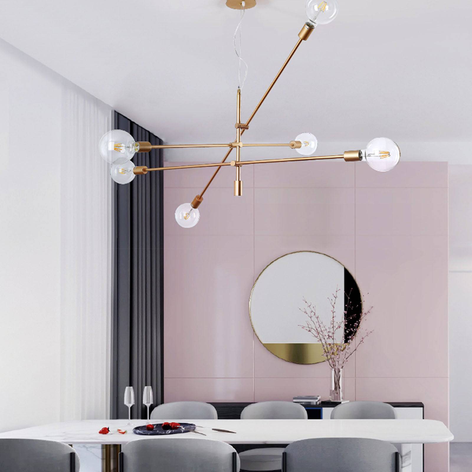 Spider 6 Heads Pendant Lamp Cy-Dd-1111-Rg - Pendant Lamps - ebarza Furniture UAE | Shop Modern Furniture in Abu Dhabi & Dubai - مفروشات ايبازرا في الامارات | تسوق اثاث عصري وديكورات مميزة في دبي وابوظبي