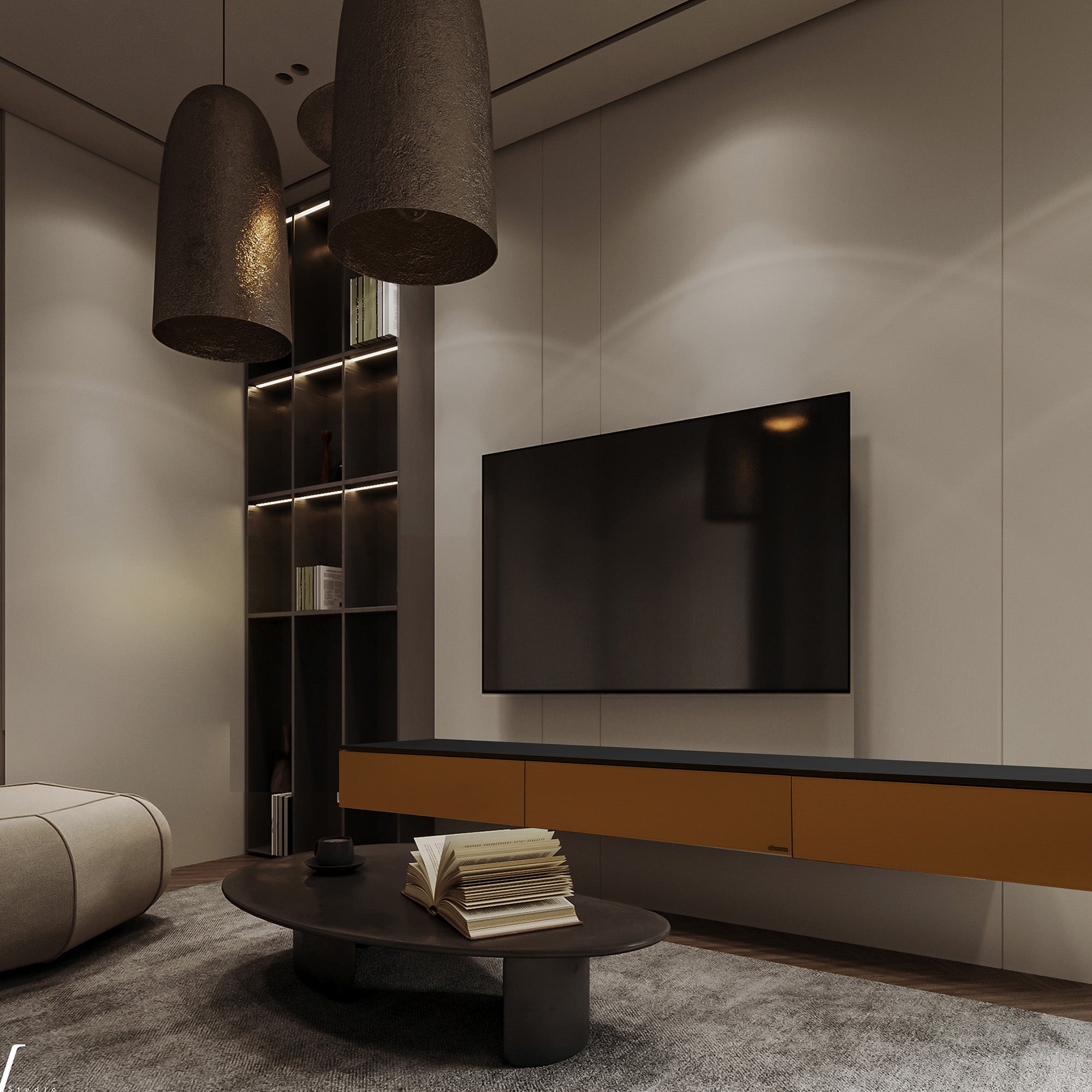 Suspended / Hanged Modular Wall Unit / Side Table 80cm MLL-CUS02-M7 Orange - Storage/TV Unites - ebarza Furniture UAE | Shop Modern Furniture in Abu Dhabi & Dubai - مفروشات ايبازرا في الامارات | تسوق اثاث عصري وديكورات مميزة في دبي وابوظبي