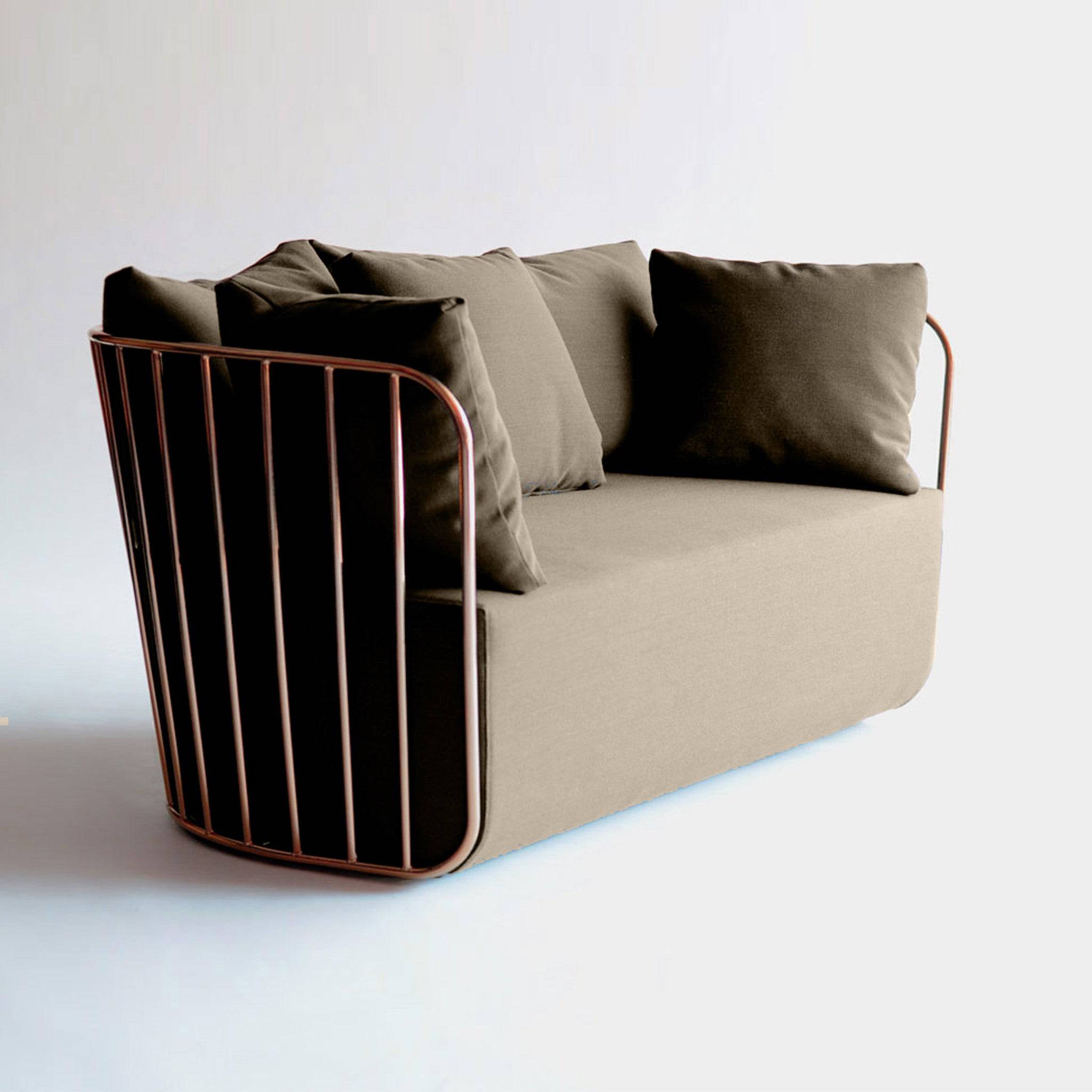 Torino Stainless Steel 2 Seater Sofa Bp8802 Tra002Rg - Sofas - ebarza Furniture UAE | Shop Modern Furniture in Abu Dhabi & Dubai - مفروشات ايبازرا في الامارات | تسوق اثاث عصري وديكورات مميزة في دبي وابوظبي