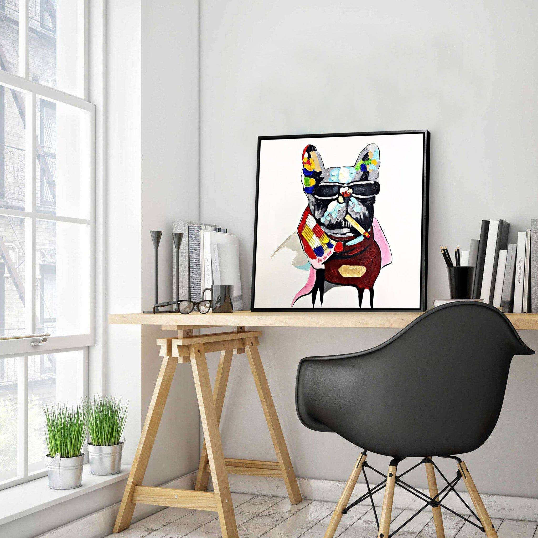 AS IS - Tough Dog Hand Painted Art Painting With Frame 65X65 Cm Pnd006S - DISPLAY ITEM - ebarza Furniture UAE | Shop Modern Furniture in Abu Dhabi & Dubai - مفروشات ايبازرا في الامارات | تسوق اثاث عصري وديكورات مميزة في دبي وابوظبي