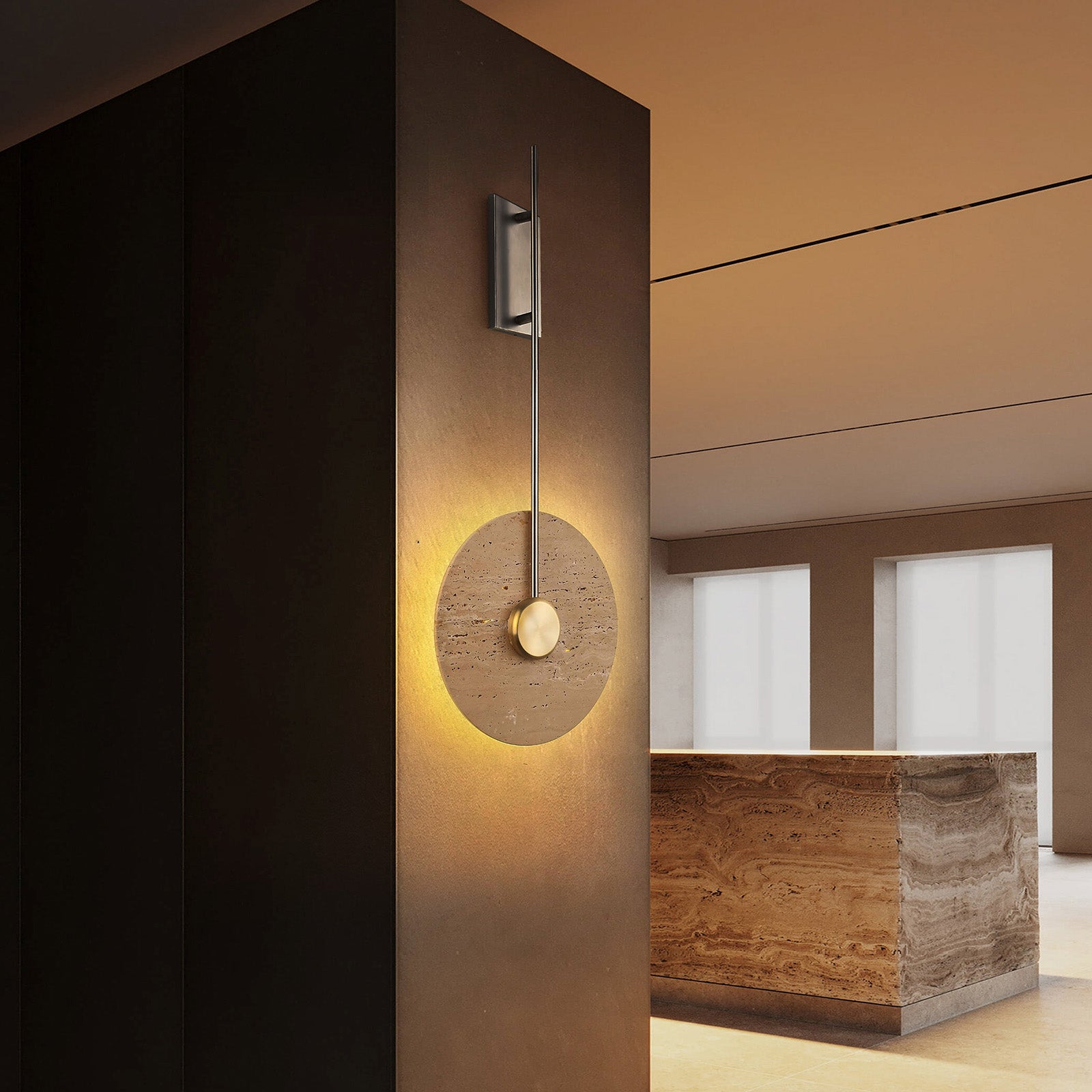 Beige Natural Travertine Marble Wall Lamp 60358w30 - Wall Lamps - ebarza Furniture UAE | Shop Modern Furniture in Abu Dhabi & Dubai - مفروشات ايبازرا في الامارات | تسوق اثاث عصري وديكورات مميزة في دبي وابوظبي