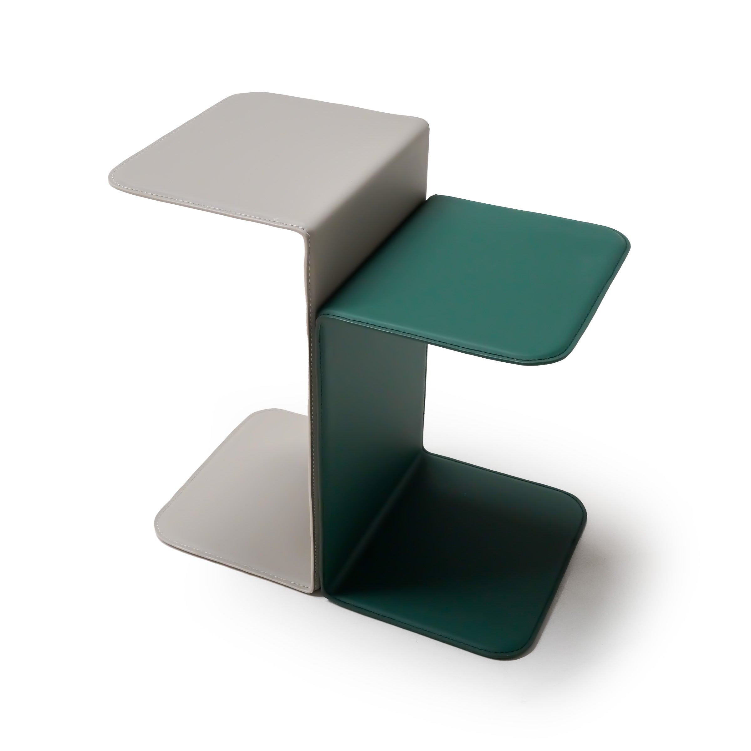 Two-Tiered Saddle Leather Side Table LT-070 - Side Tables - ebarza Furniture UAE | Shop Modern Furniture in Abu Dhabi & Dubai - مفروشات ايبازرا في الامارات | تسوق اثاث عصري وديكورات مميزة في دبي وابوظبي