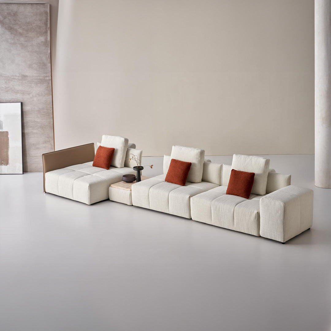 Puzzle Modular Saddle Leather Short Metal Handrail - SF080-G - Sofas - ebarza Furniture UAE | Shop Modern Furniture in Abu Dhabi & Dubai - مفروشات ايبازرا في الامارات | تسوق اثاث عصري وديكورات مميزة في دبي وابوظبي