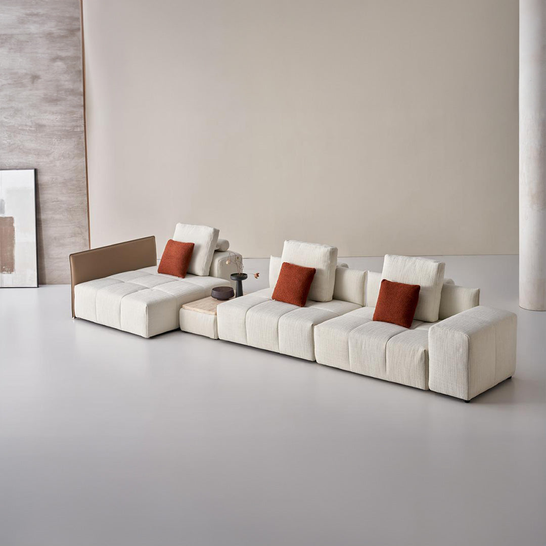 Puzzle Modular Saddle Leather Short Metal Handrail - SF080-G - Sofas - ebarza Furniture UAE | Shop Modern Furniture in Abu Dhabi & Dubai - مفروشات ايبازرا في الامارات | تسوق اثاث عصري وديكورات مميزة في دبي وابوظبي