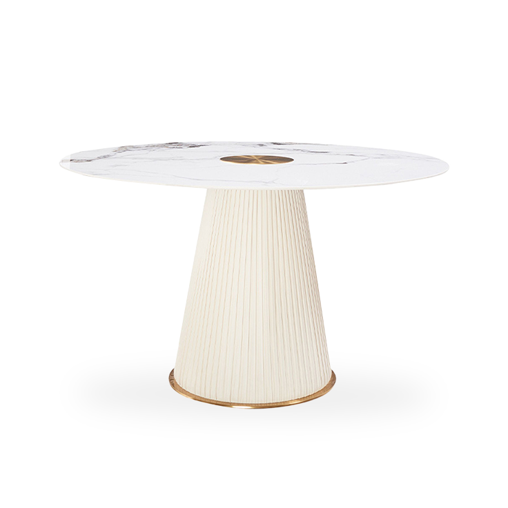 Vardo Sintered Stone Round Dining Table MLL-C16 - Dining Tables - ebarza Furniture UAE | Shop Modern Furniture in Abu Dhabi & Dubai - مفروشات ايبازرا في الامارات | تسوق اثاث عصري وديكورات مميزة في دبي وابوظبي